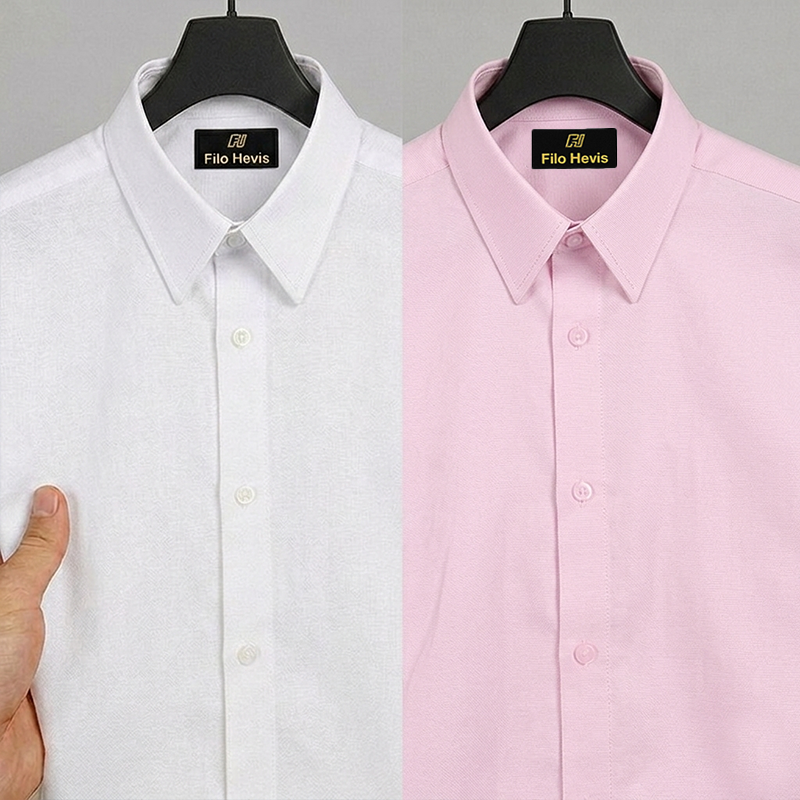 Combo of 2 Filafil Fabric Regular Fit Formal Shirts – White & Light Pink (Single Pocket)