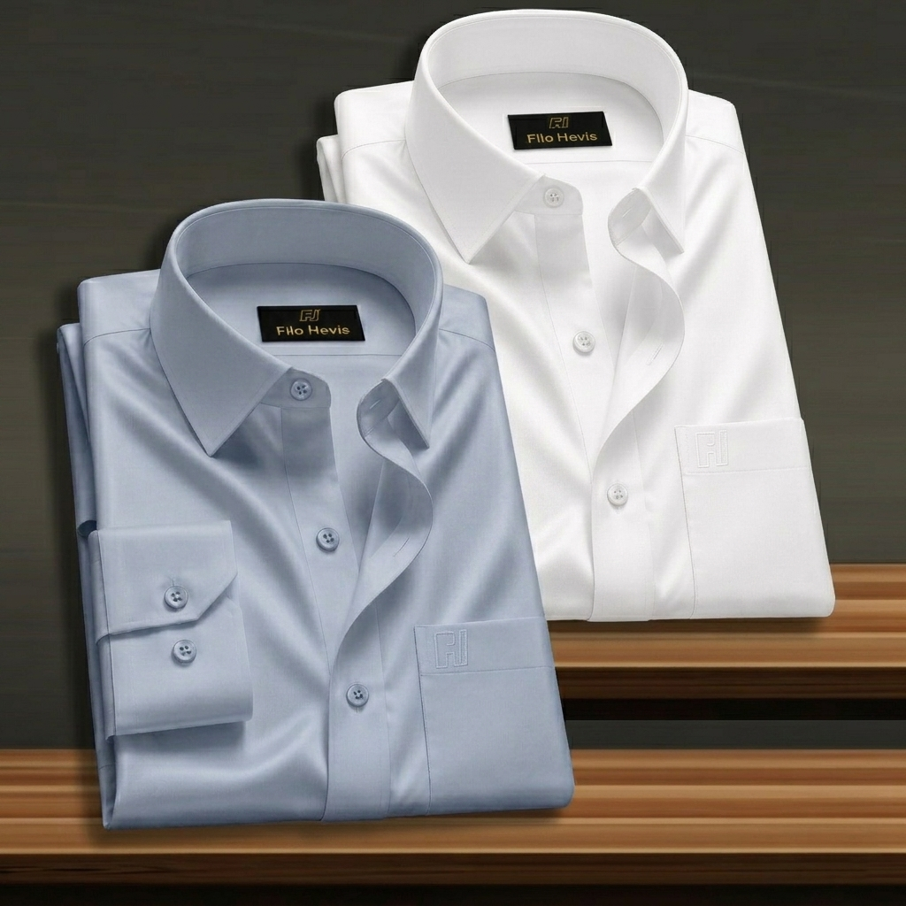 Combo of 2 Formal shirts White & Light Grey Colour My Store