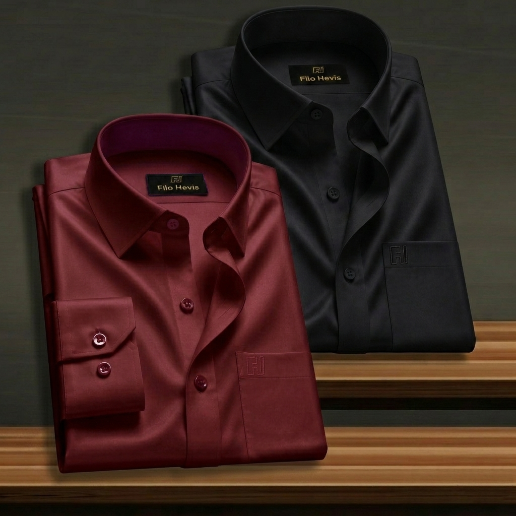 Combo of 2 Formal shirts Black & Maroon Colour My Store
