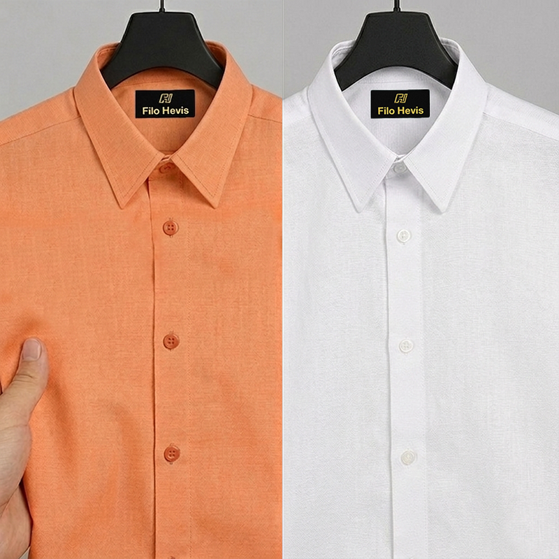 Combo of 2 Filafil Fabric Regular Fit Formal Shirts – White & Orange (Single Pocket)