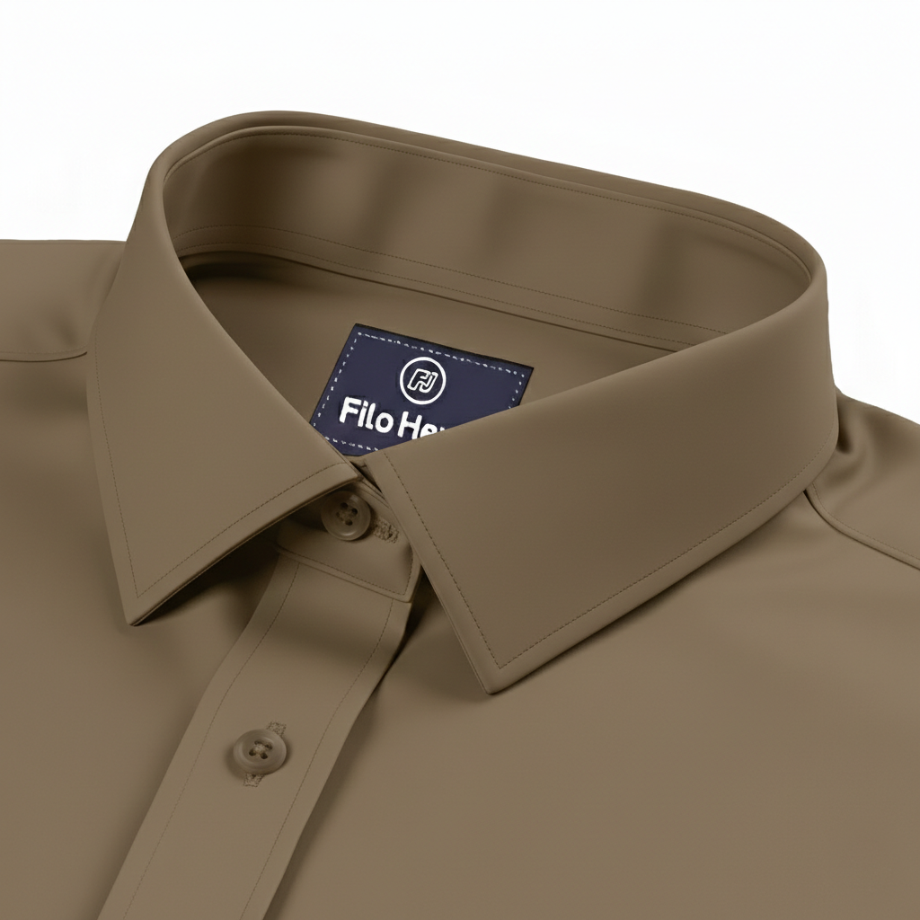 Men's Formal Regular Fit Cotton Full Sleeve Shirt- BROWN