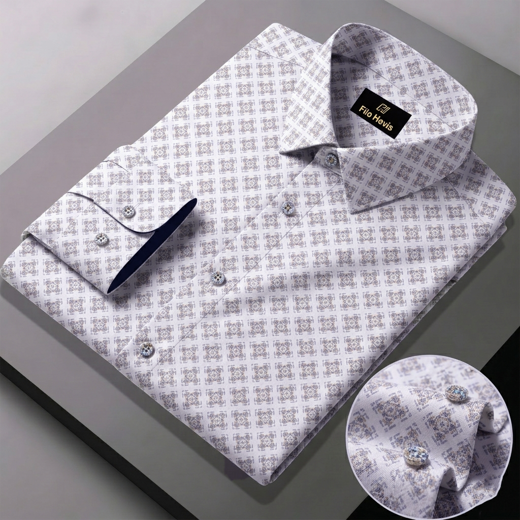 Print Shirt for Men | Smart Regular Fit | Beige