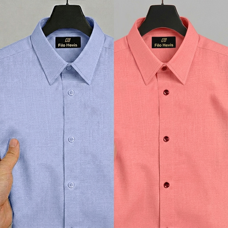 Combo of 2 Filafil Fabric Regular Fit Formal Shirts – Sky & Peach (Single Pocket)