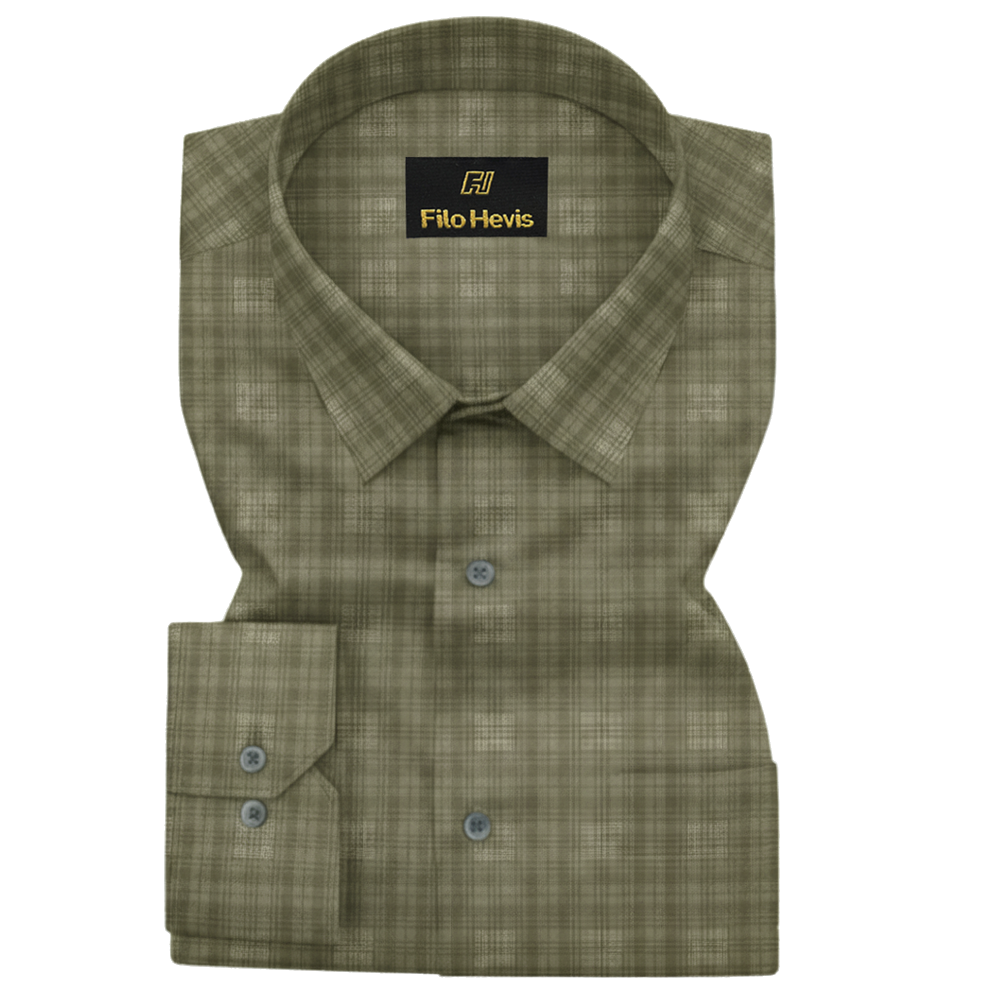 Elegant Light-Olive Plaid Formal Shirt – Premium Cotton Blend | Tailored Fit