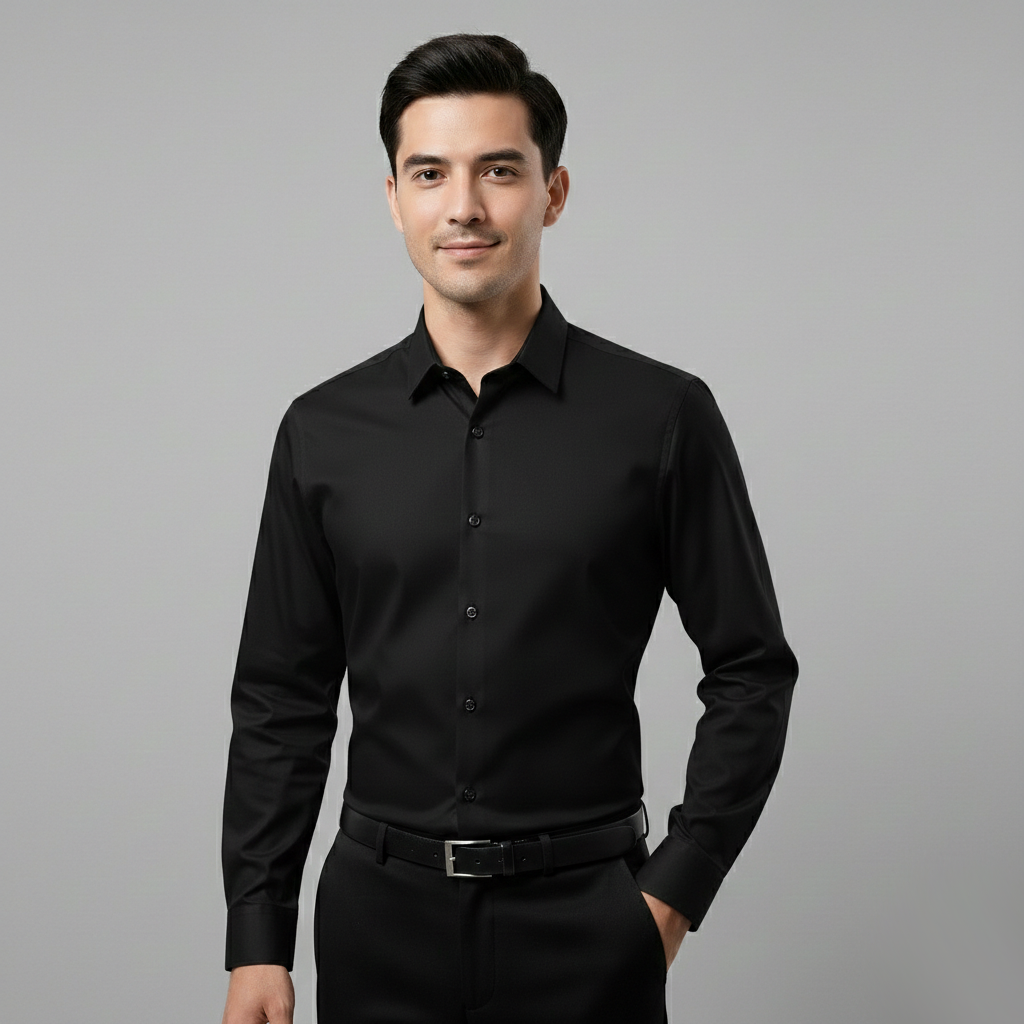 Japanese Lycra Premium Stretch Shirt–Lavender Mist | Ultra-Smooth Formal Fit | Black