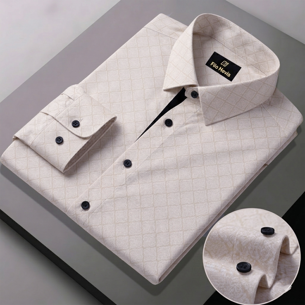 Print Shirt for Men | Smart Regular Fit | BEIGE