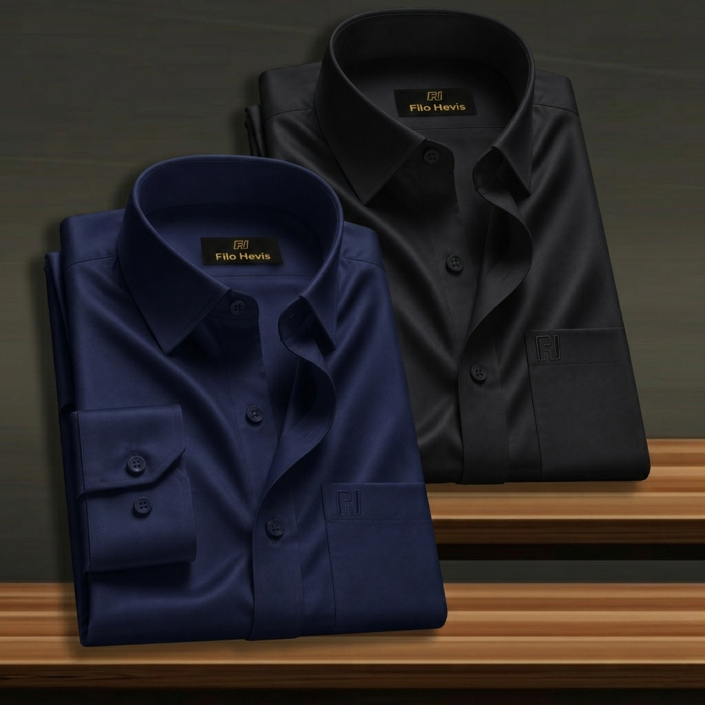 Combo of 2 Formal shirts Navy Blue & Black Colour