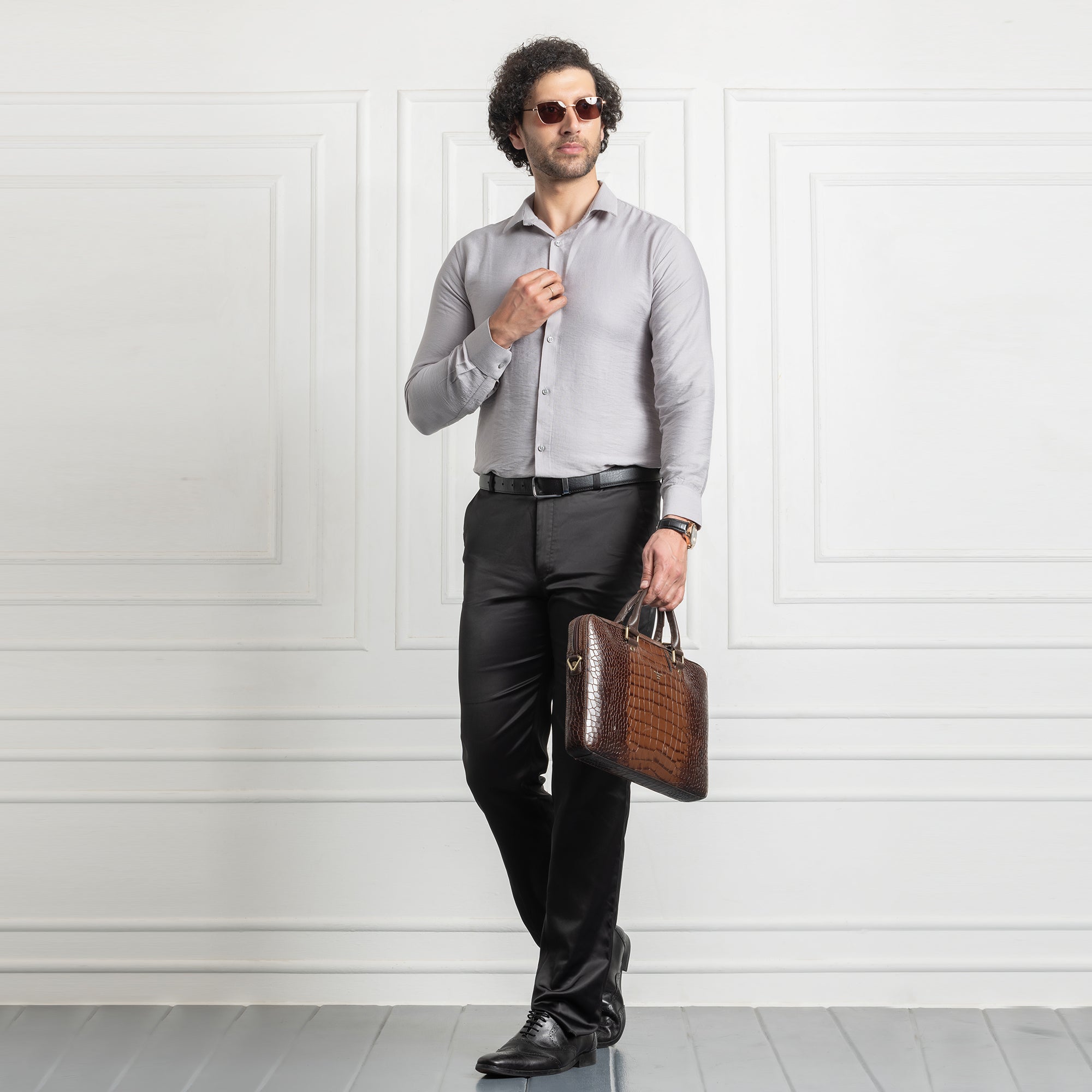 IMPORTED LINEN SHIRT FOR THE MODERN MEN | IRON FREE CASUAL (SYNTHETIC LINEN) SHIRT--Grey