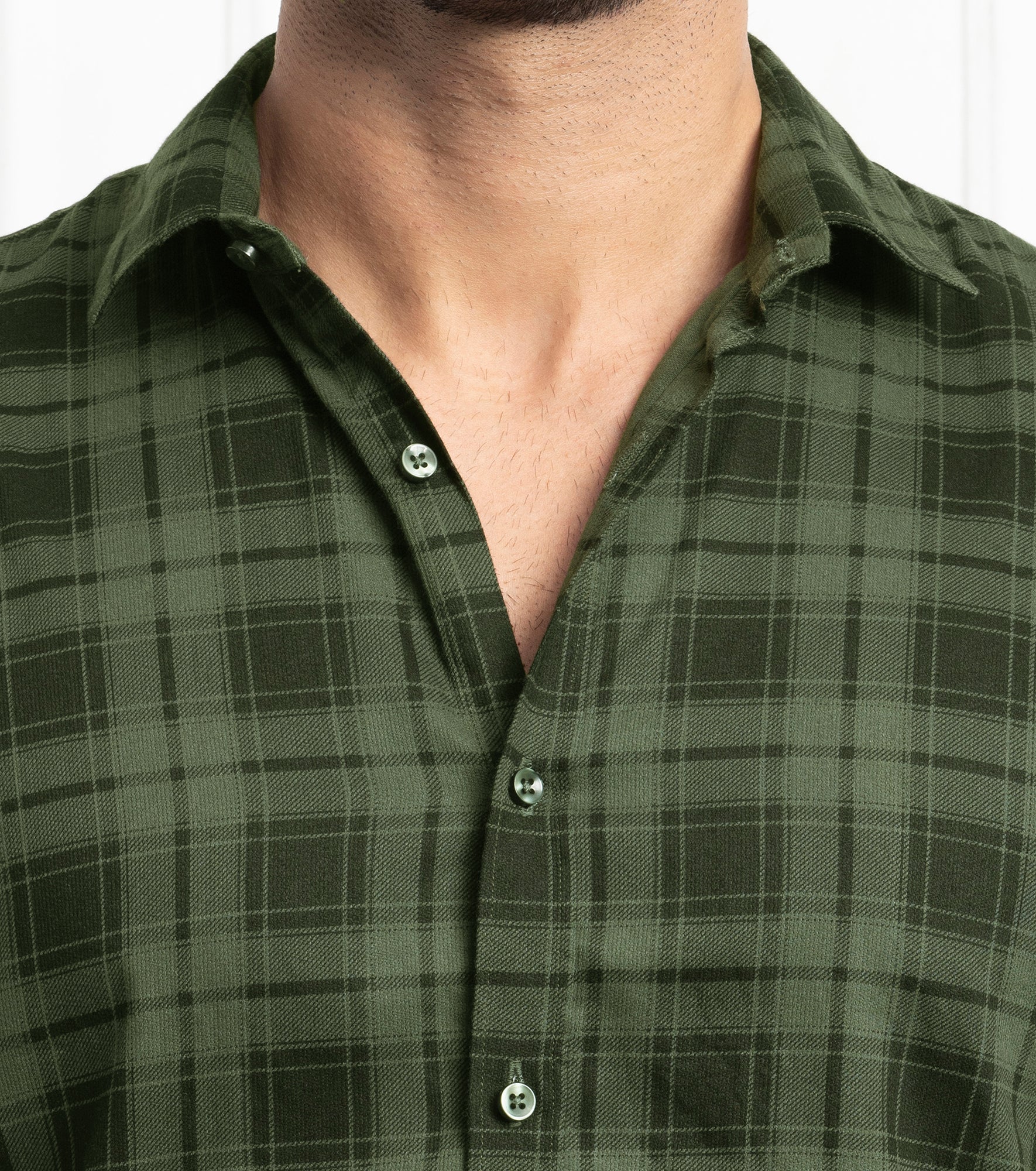 Check Regular Fit Cotton Shirt - Green