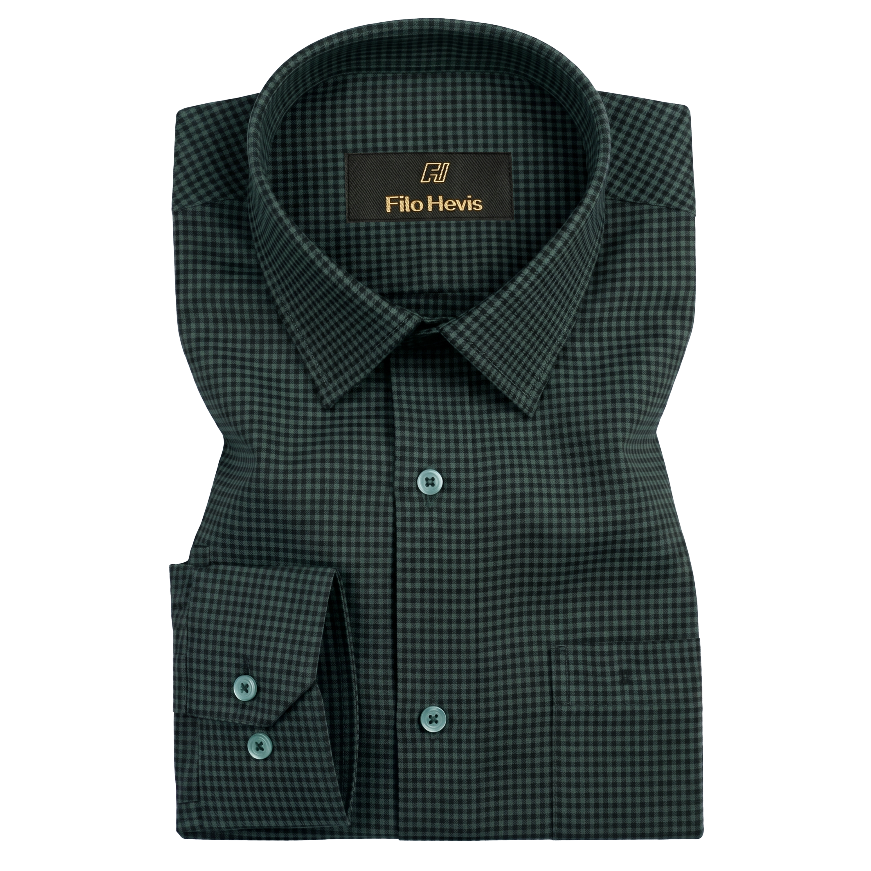 Men's Cotton Check Shirt-Green, Regular Fit, All-Day Comfort
