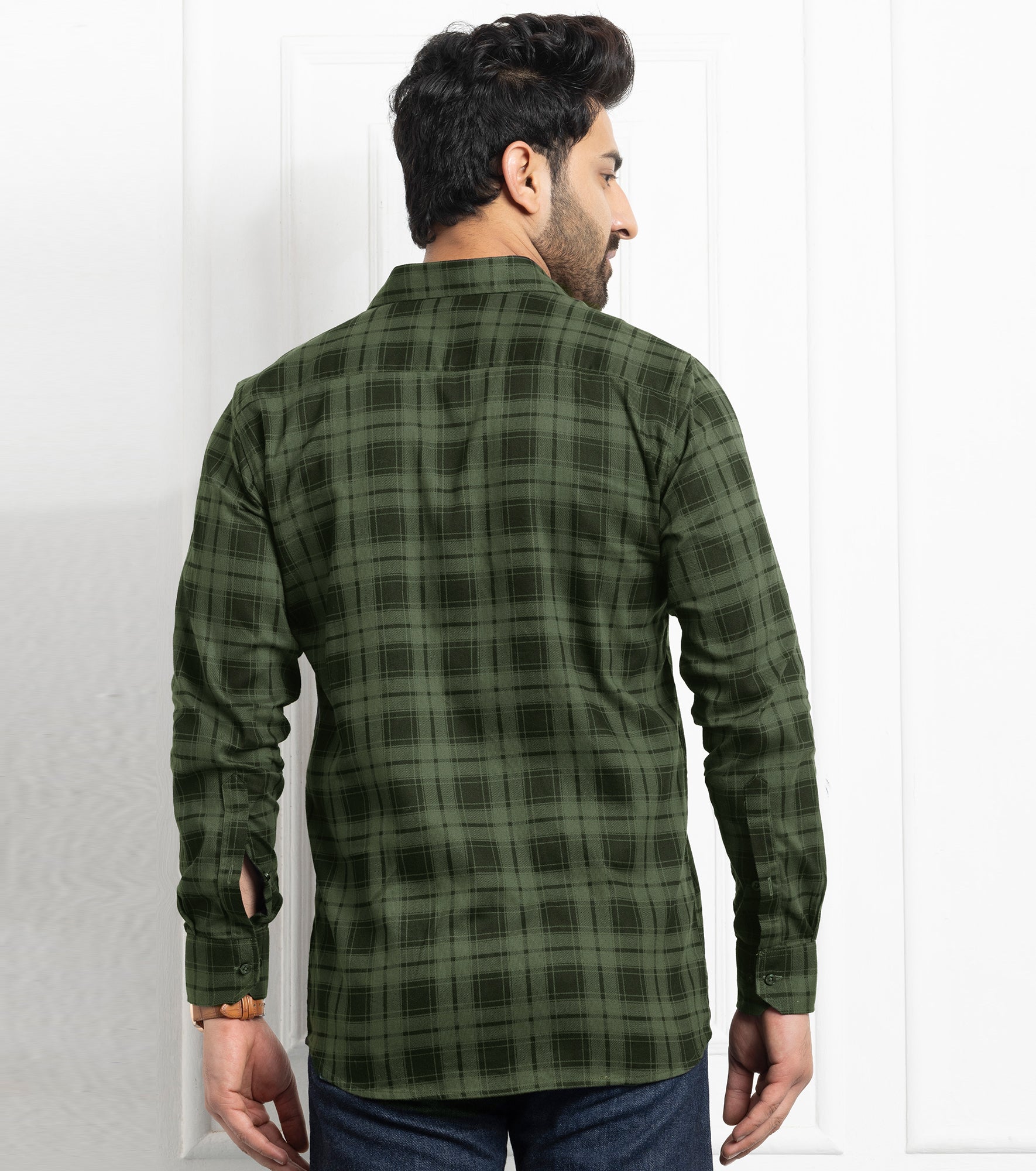 Check Regular Fit Cotton Shirt - Green