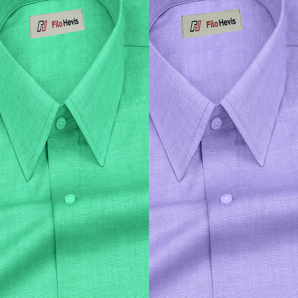 Combo of 2 Filafil Fabric Regular Fit Formal Shirts – Green & Purple (Single Pocket)