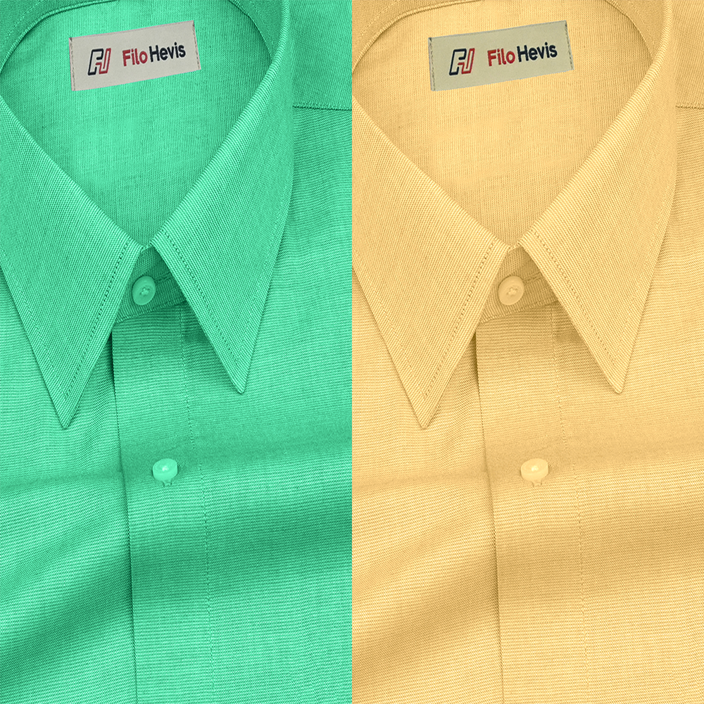 Combo of 2 Filafil Fabric Regular Fit Formal Shirts – Green & Yellow (Single Pocket)