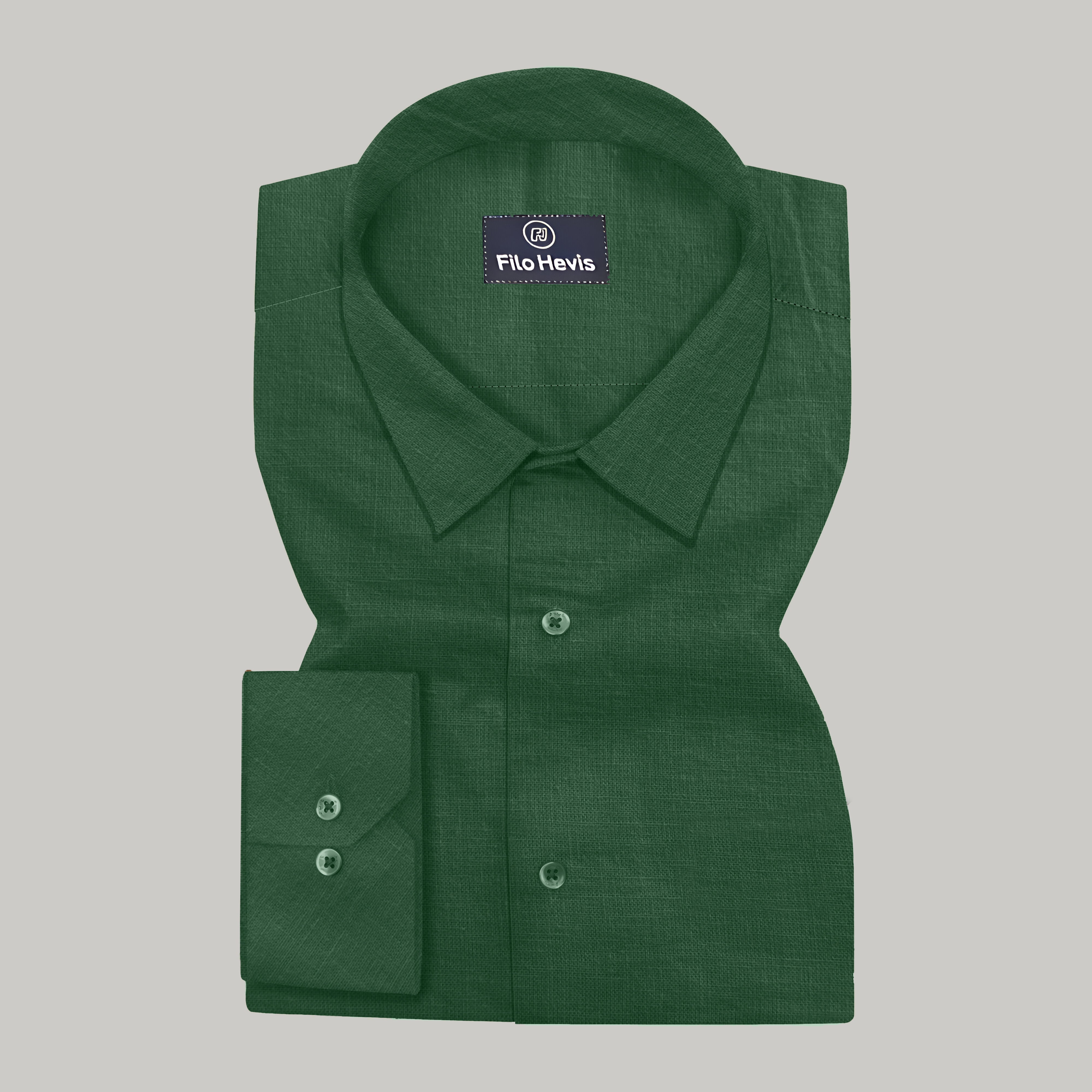 Men's Pure Linen Casual Shirt - Dark Green