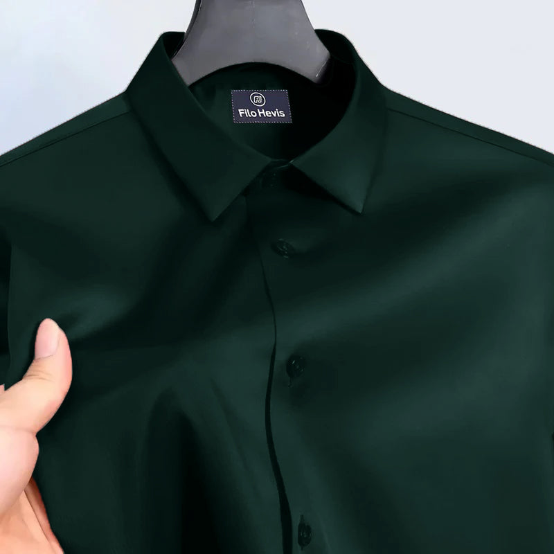 Men's Satin Lycra formal Full Sleeve Shirt Dark Green/Phthalo Green