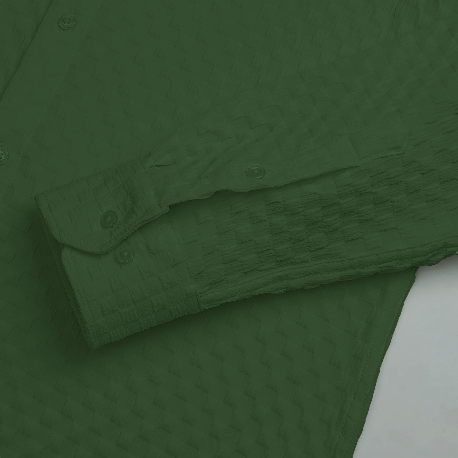 Man's Casual Checks Textured Popcorn Shirts- Green
