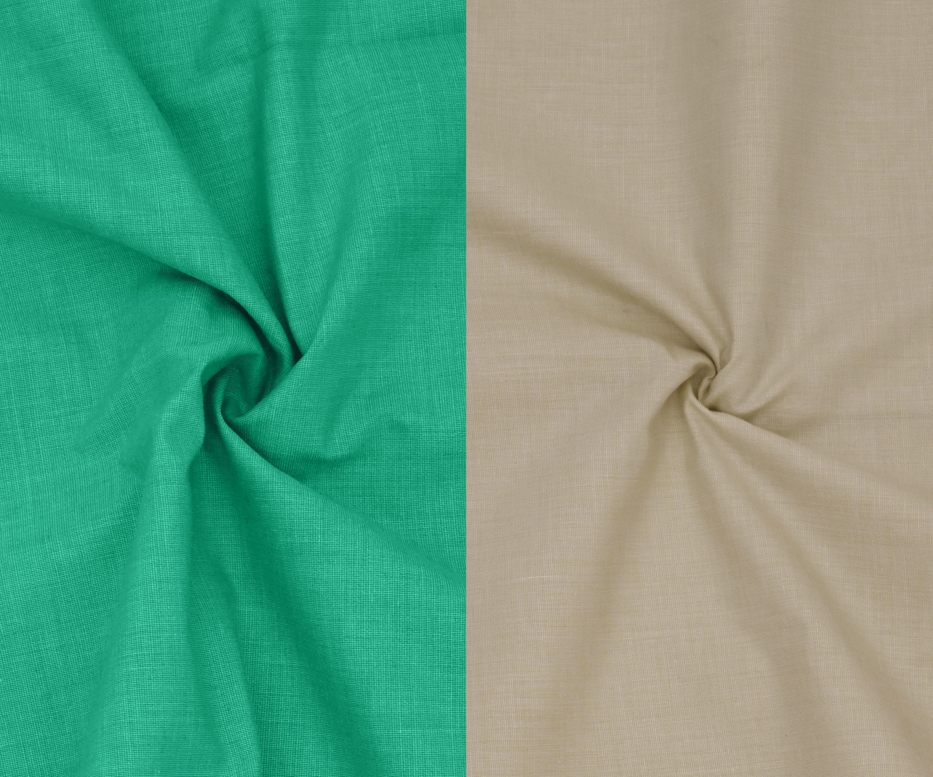 Combo of 2 Filafil Fabric Regular Fit Formal Shirts – Green & Cream (Single Pocket)