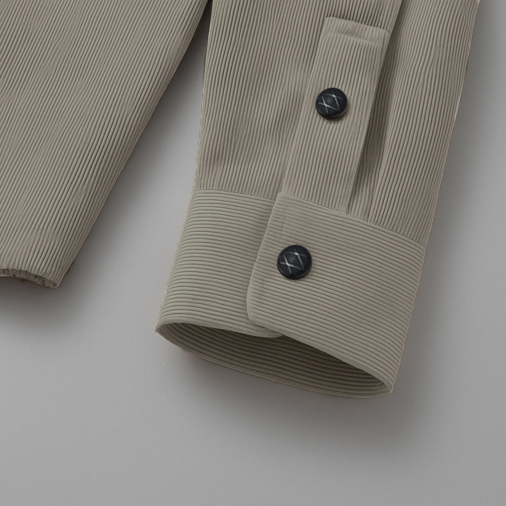 MEN’S CORDUROY SHIRT FOR WINTER STYLE | 21-WALES CORDUROY | DOUBLE POCKET | EMERALD-Grey