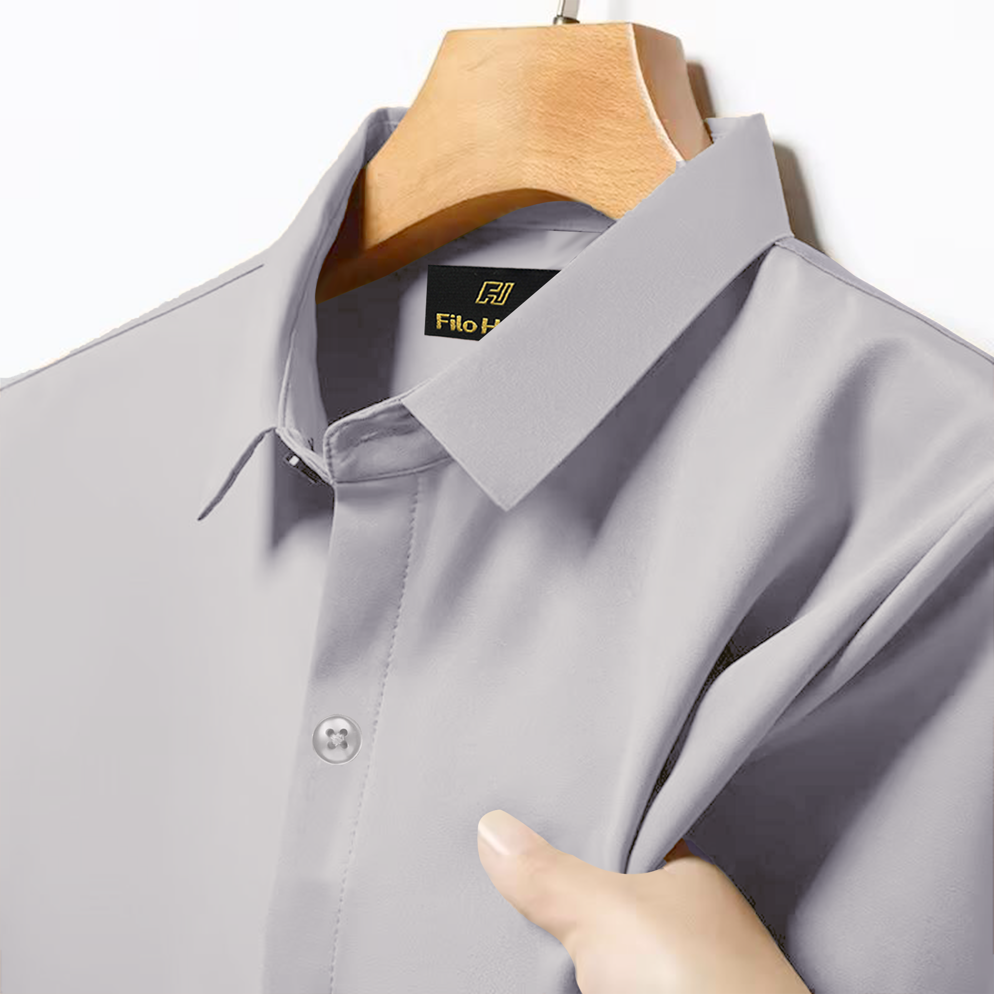 Japanese Lycra Premium Stretch Shirt–Lavender Mist | Ultra-Smooth Formal Fit | Light Grey