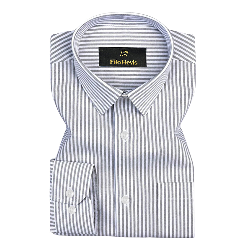 Cotton Stripe Shirt for Men |Slim fit | Grey My Store