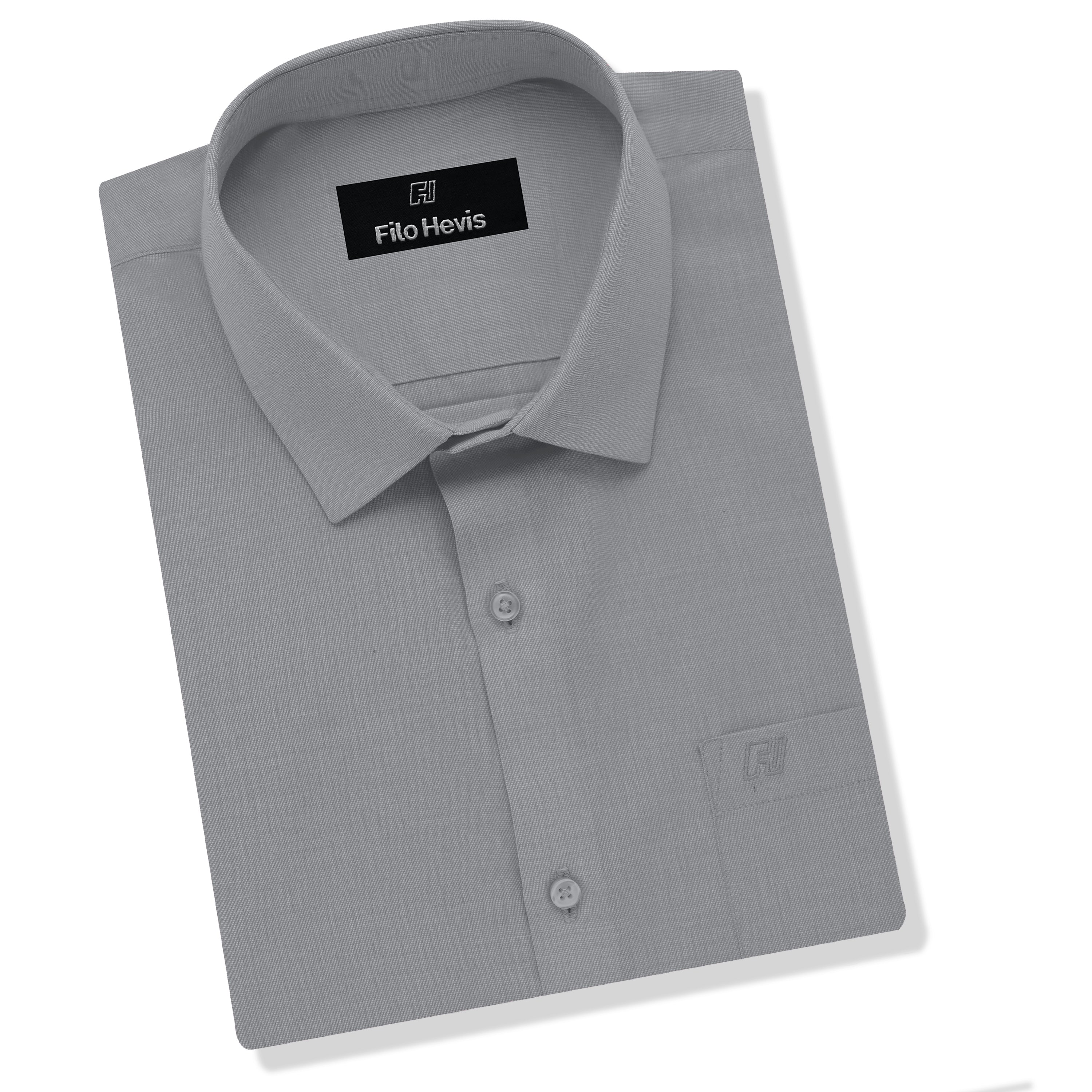 Filafil Fabric Regular Fit Single Pocket Formal Shirt Full Sleeve - Grey