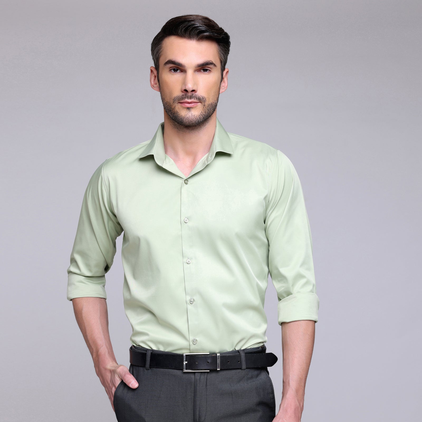 PREMIUM SATIN SHIRT | FORMAL SHIRT FOR MEN | LUXURIOUS SATIN LYCRA PARTY WEAR-Pista Mint Green Shirt