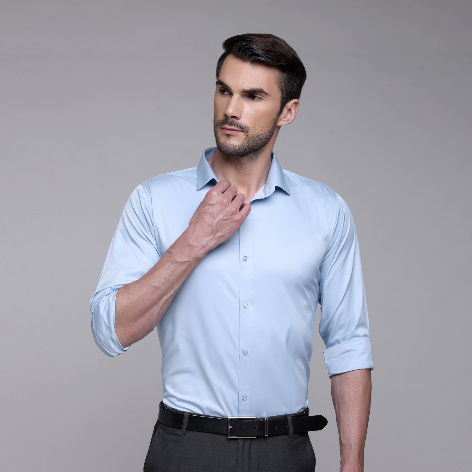 PREMIUM SATIN SHIRT | FORMAL SHIRT FOR MEN | LUXURIOUS SATIN LYCRA PARTY WEAR-Sky Blue Shirt