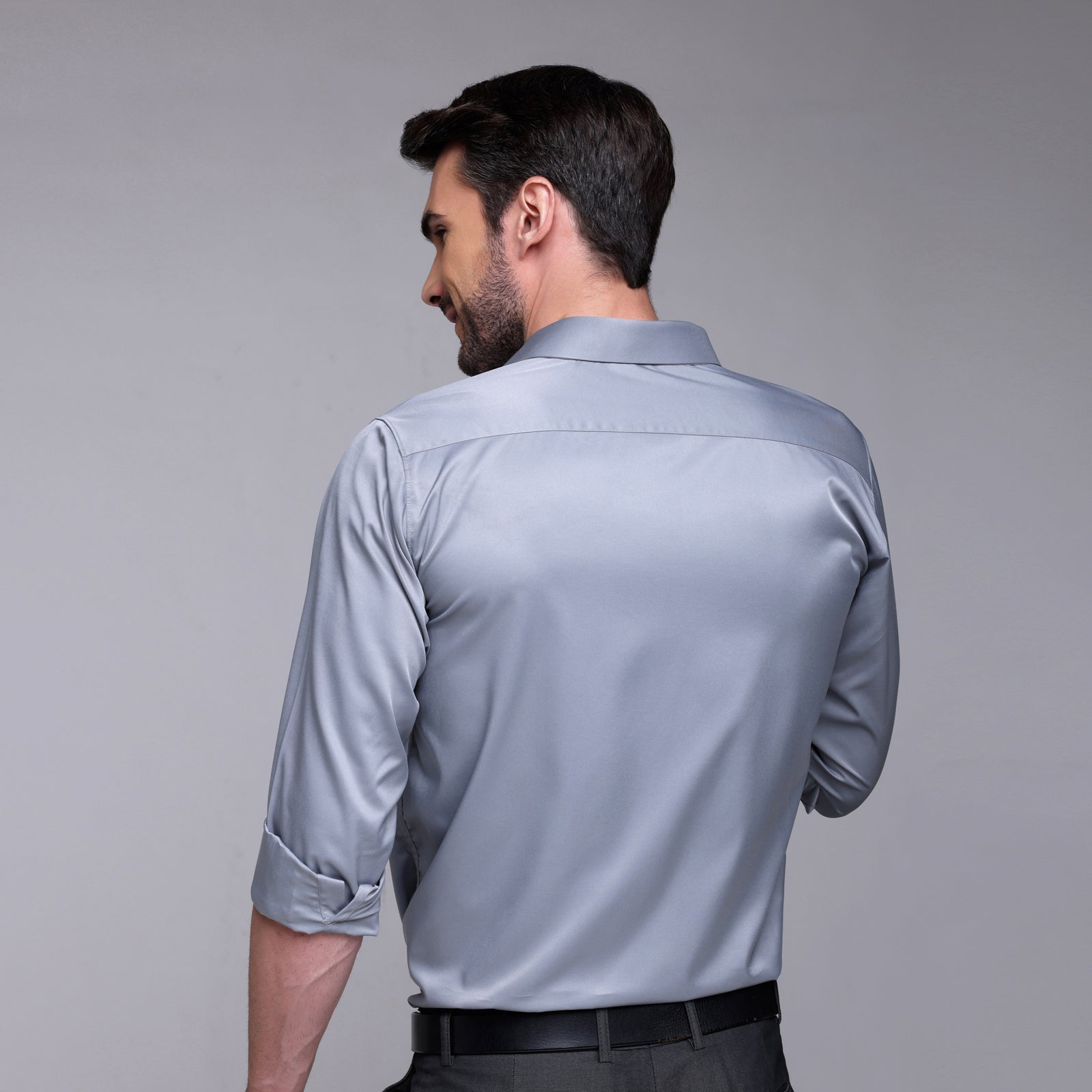 PREMIUM SATIN SHIRT | FORMAL SHIRT FOR MEN | LUXURIOUS SATIN LYCRA PARTY WEAR-Grey Shirt