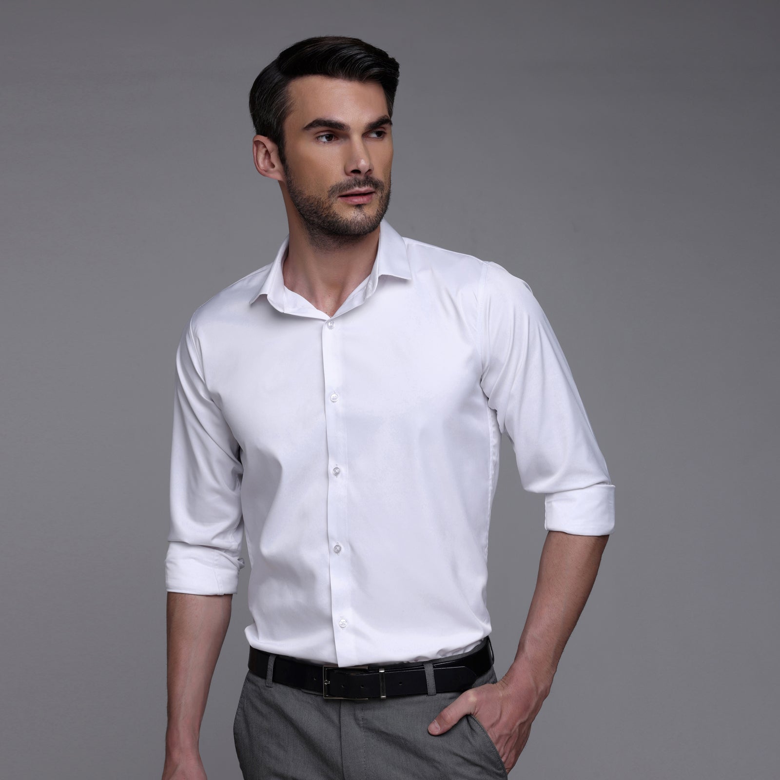 PREMIUM SATIN SHIRT | FORMAL SHIRT FOR MEN | LUXURIOUS SATIN LYCRA PARTY WEAR-White Shirt