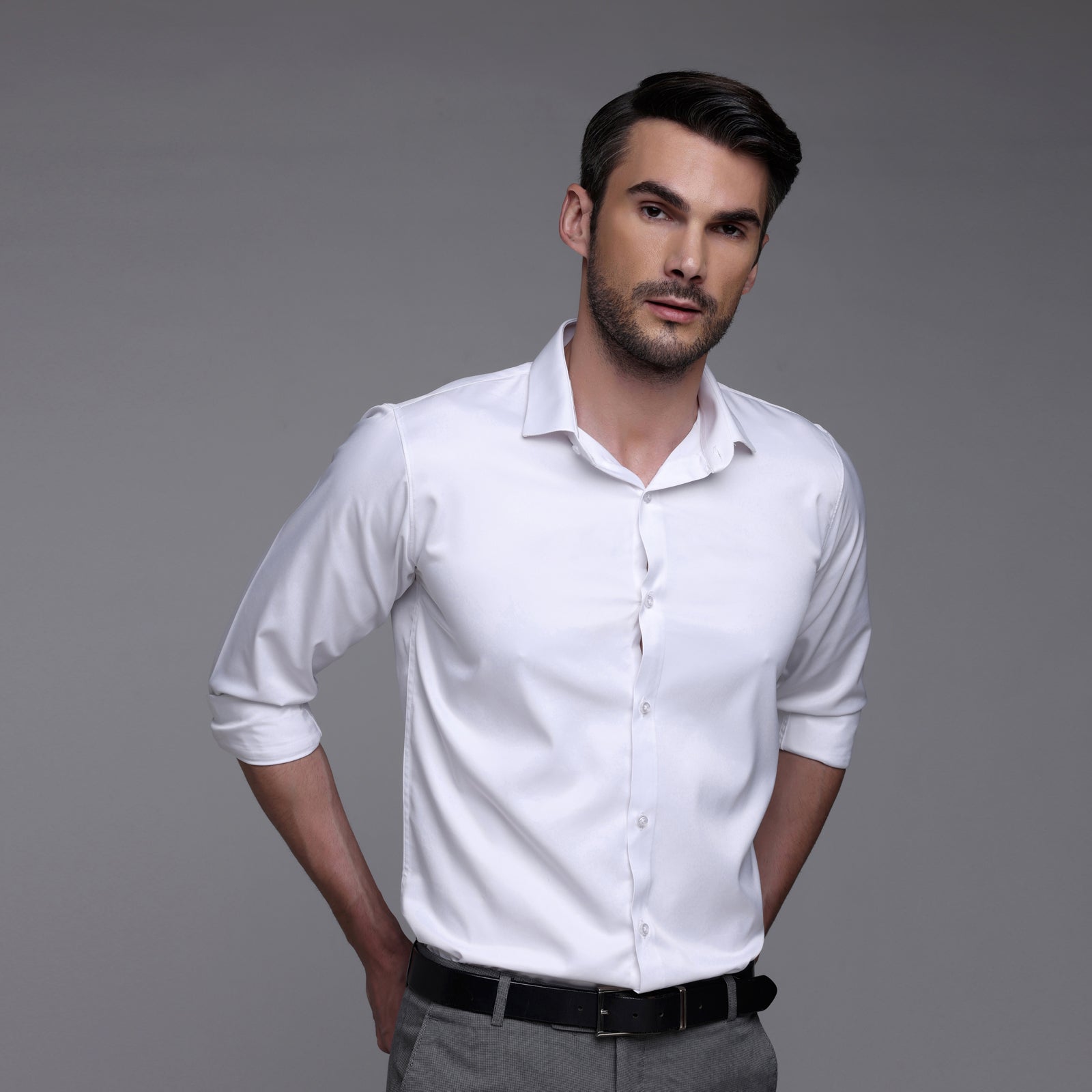 PREMIUM SATIN SHIRT | FORMAL SHIRT FOR MEN | LUXURIOUS SATIN LYCRA PARTY WEAR-White Shirt