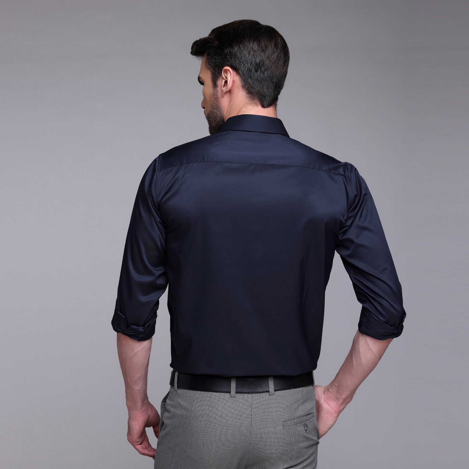 PREMIUM SATIN SHIRT | FORMAL SHIRT FOR MEN | LUXURIOUS SATIN LYCRA PARTY WEAR-Navy Blue Shirt