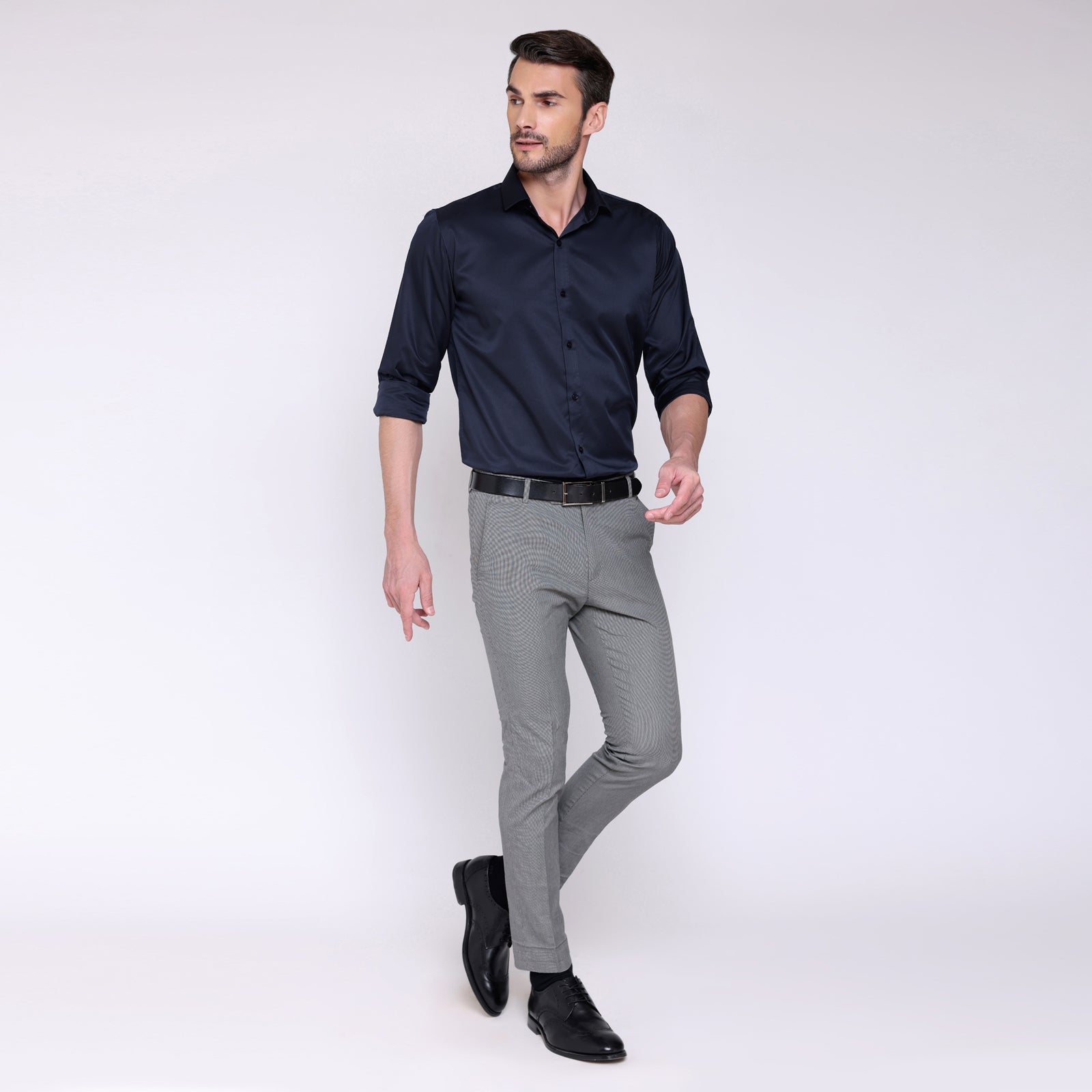 PREMIUM SATIN SHIRT | FORMAL SHIRT FOR MEN | LUXURIOUS SATIN LYCRA PARTY WEAR-Navy Blue Shirt