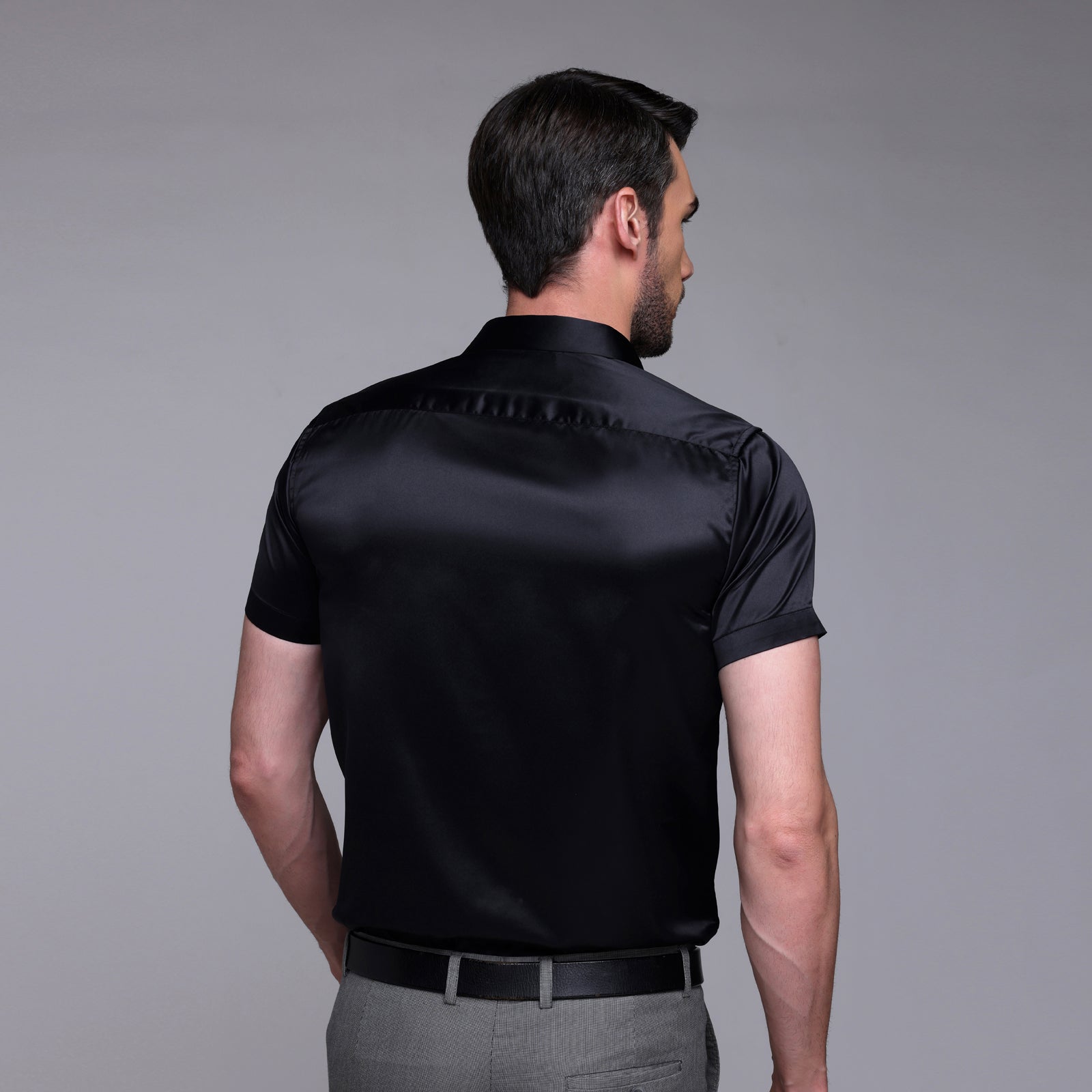 Satin Half Formal Shirt Black Color