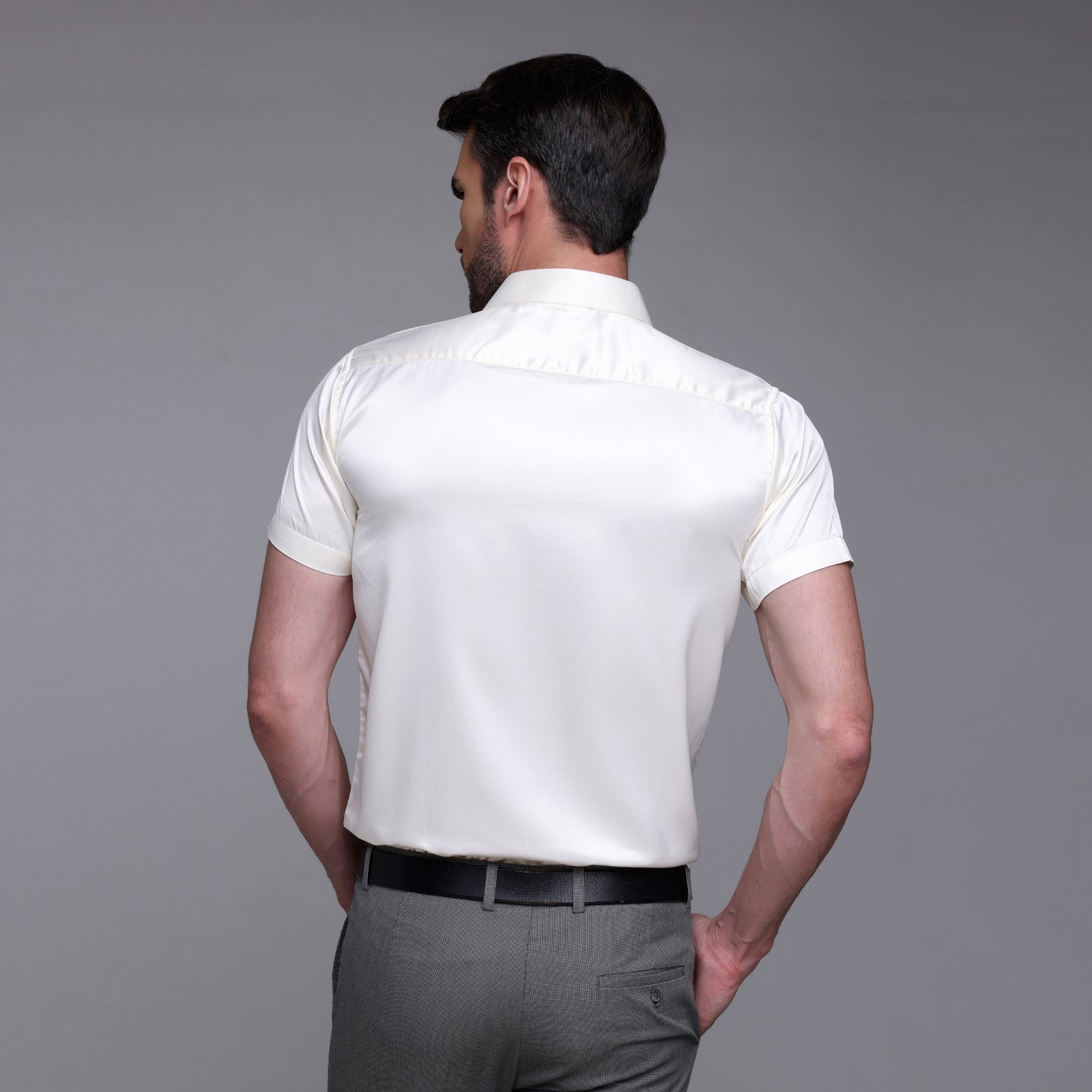 Satin Half Formal Shirt Cream Color
