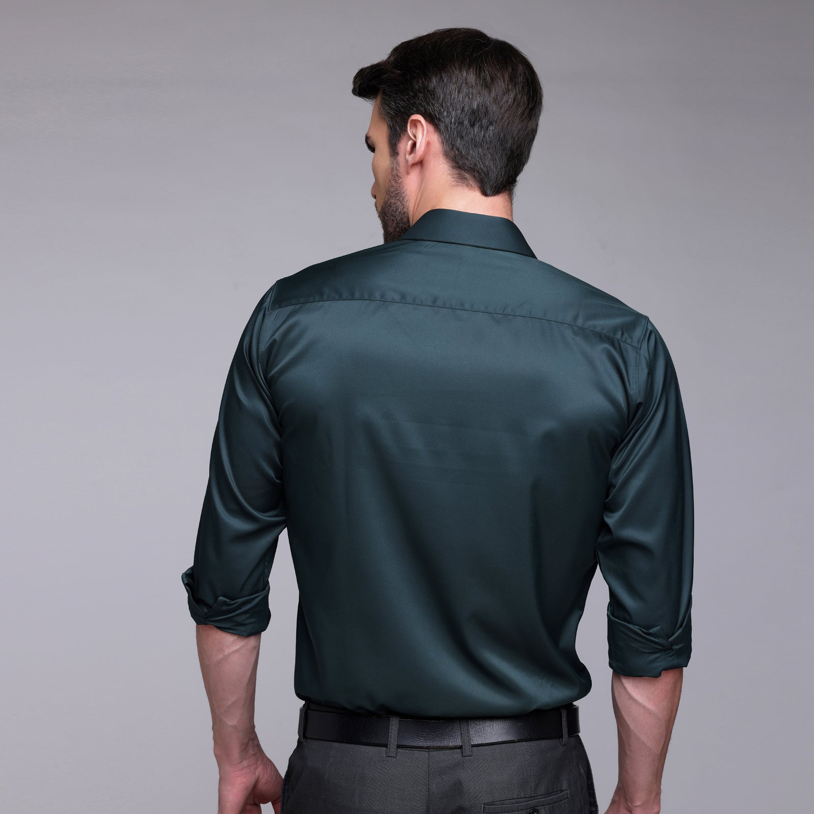 PREMIUM SATIN SHIRT | FORMAL SHIRT FOR MEN | LUXURIOUS SATIN LYCRA PARTY WEAR-Dark Green Shirt