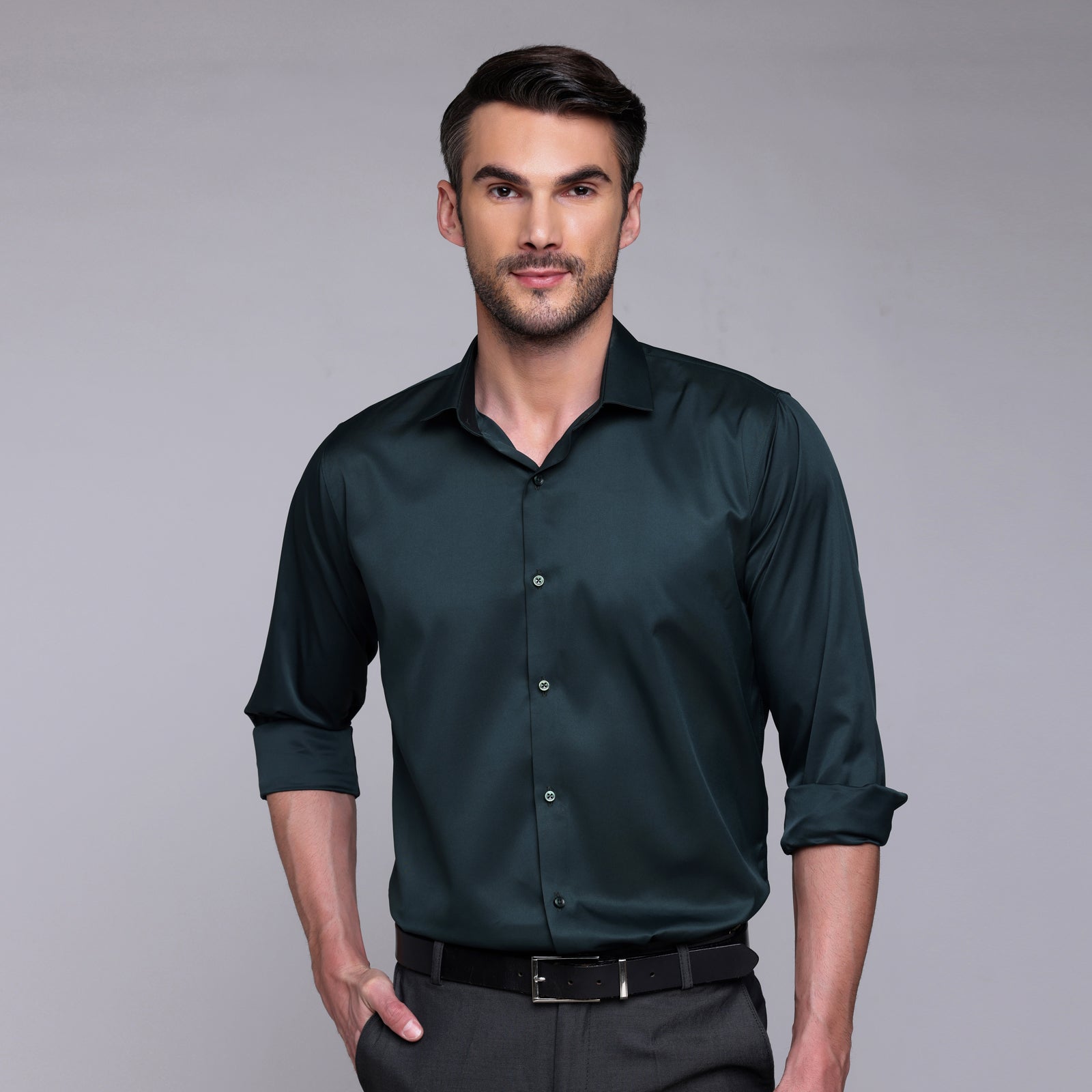 Dark green satin top on sale