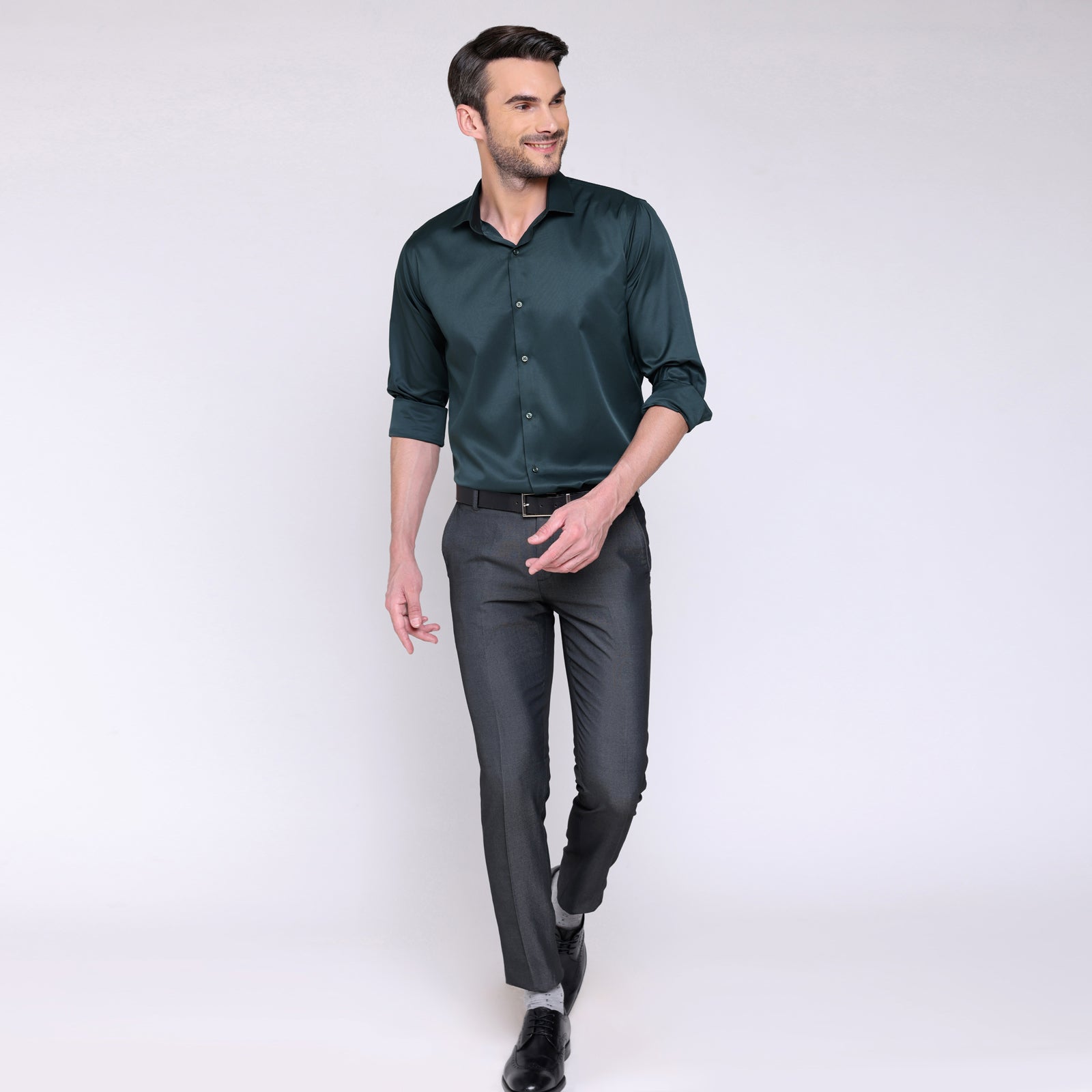PREMIUM SATIN SHIRT | FORMAL SHIRT FOR MEN | LUXURIOUS SATIN LYCRA PARTY WEAR-Dark Green Shirt