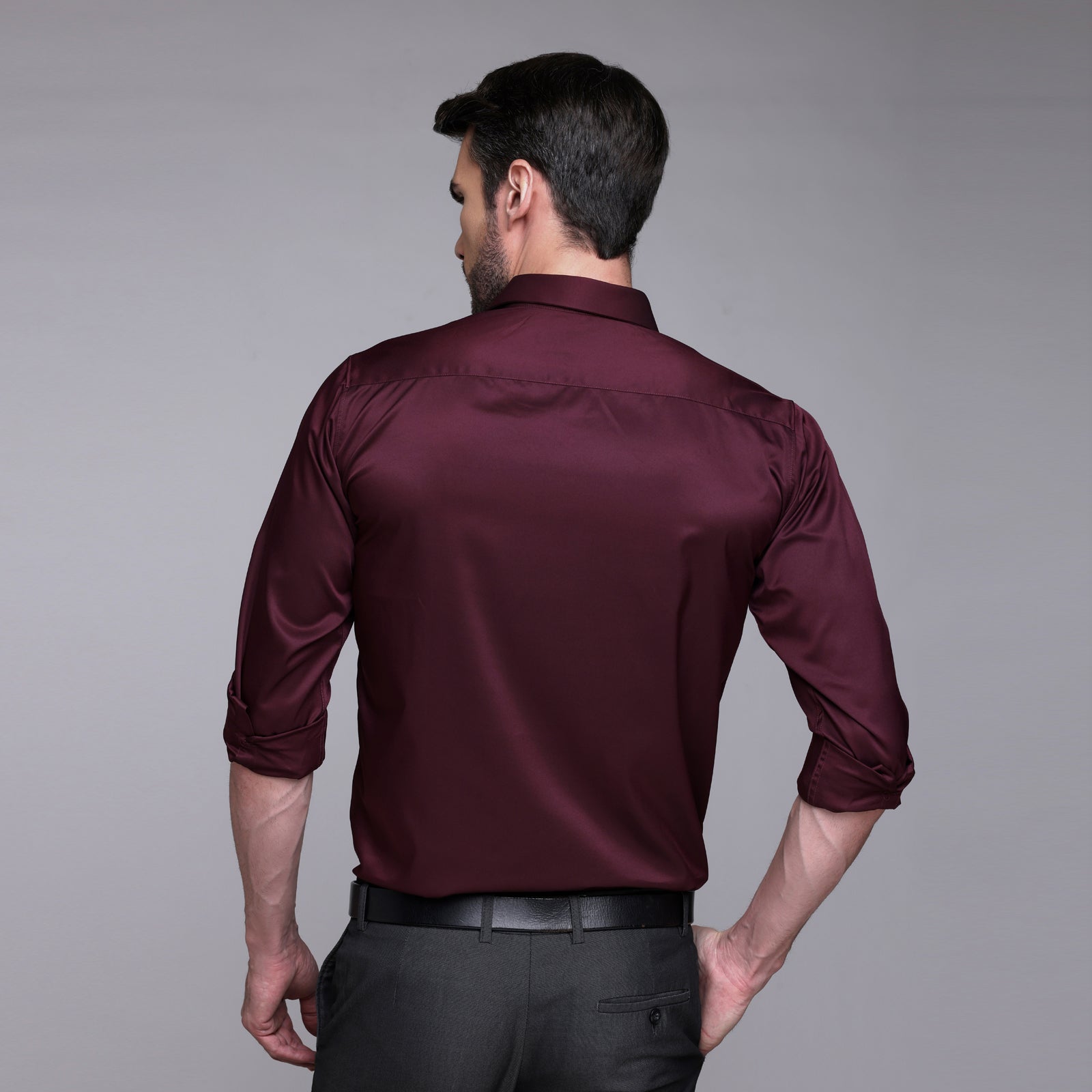 PREMIUM SATIN SHIRT | FORMAL SHIRT FOR MEN | LUXURIOUS SATIN LYCRA PARTY WEAR-Dark Maroon Shirt