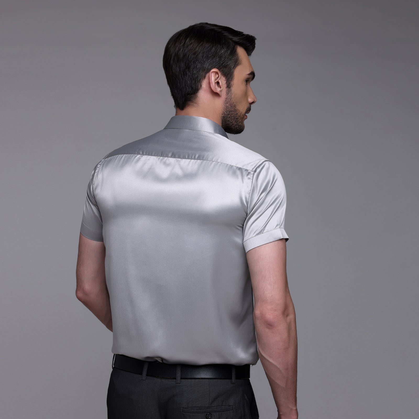 Satin Half Formal Shirt Grey Color