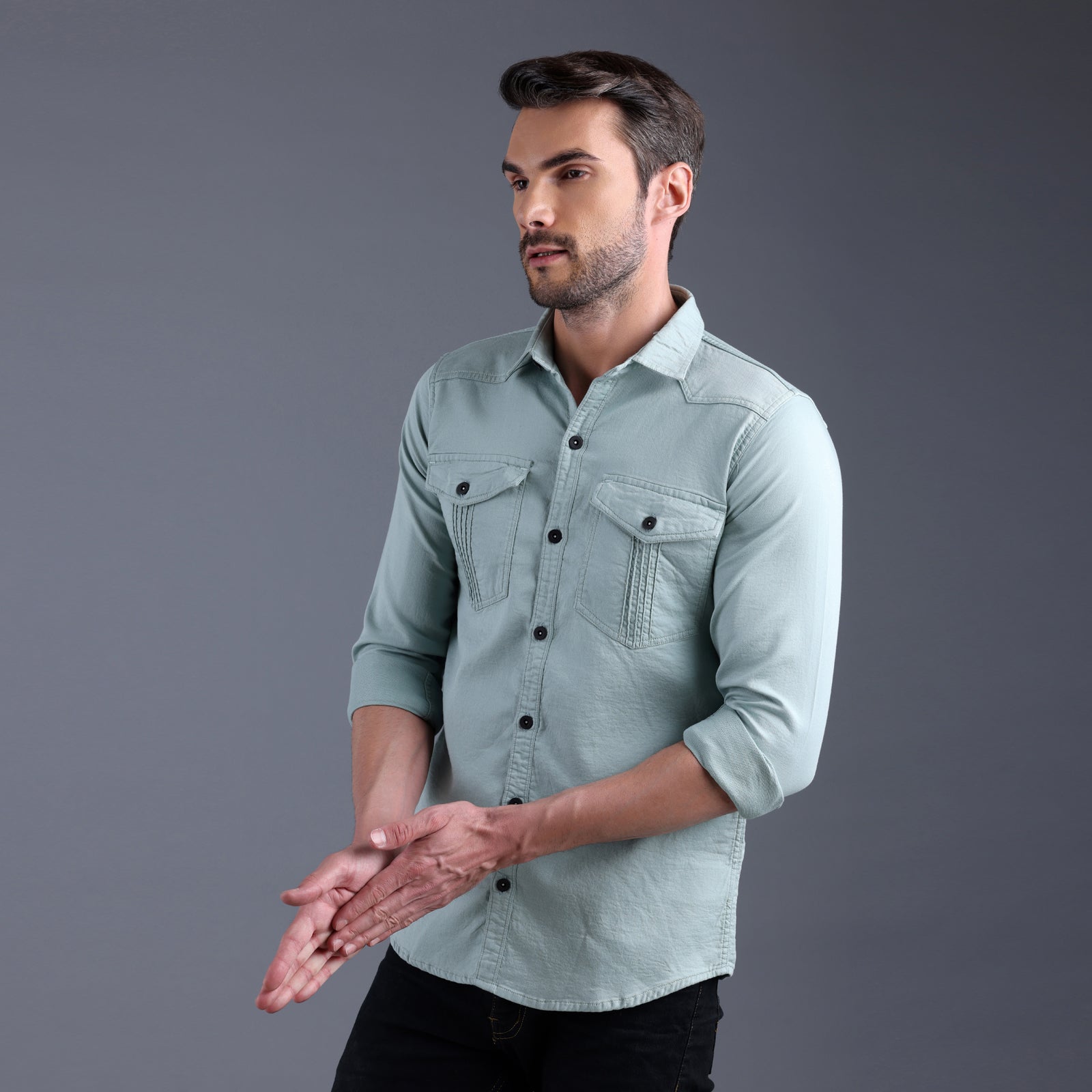 Men's Cargo Light Green Shirt