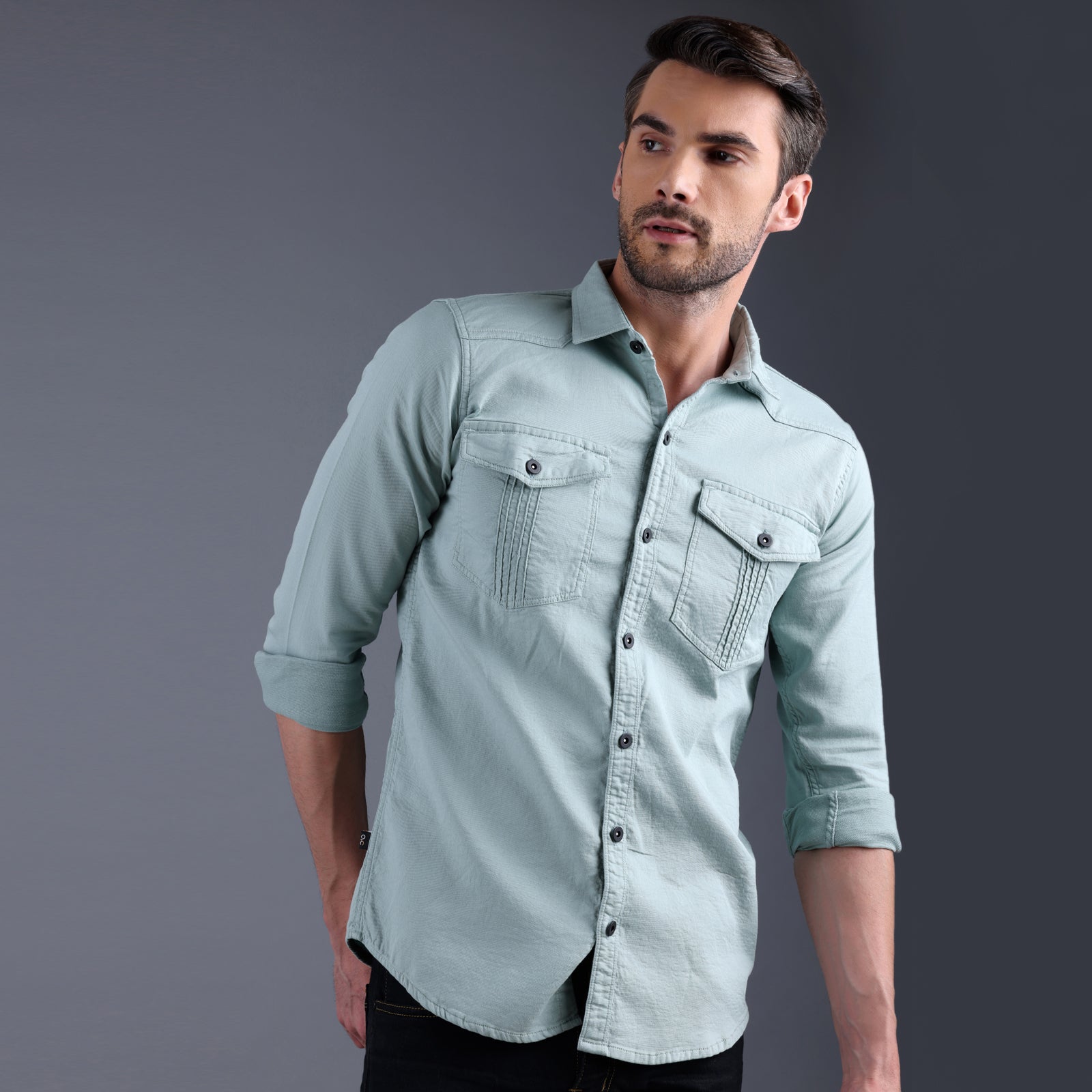 Men's Cargo Light Green Shirt