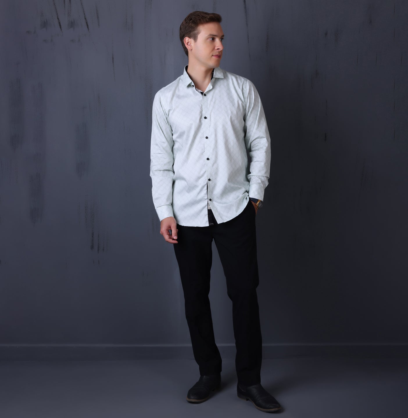 PRINTED SHIRTS | FORMAL & CASUAL SHIRTS FOR MEN | FILO HEVIS GEOMETRIC PRINTS SHIRT COLLECTION-Blue