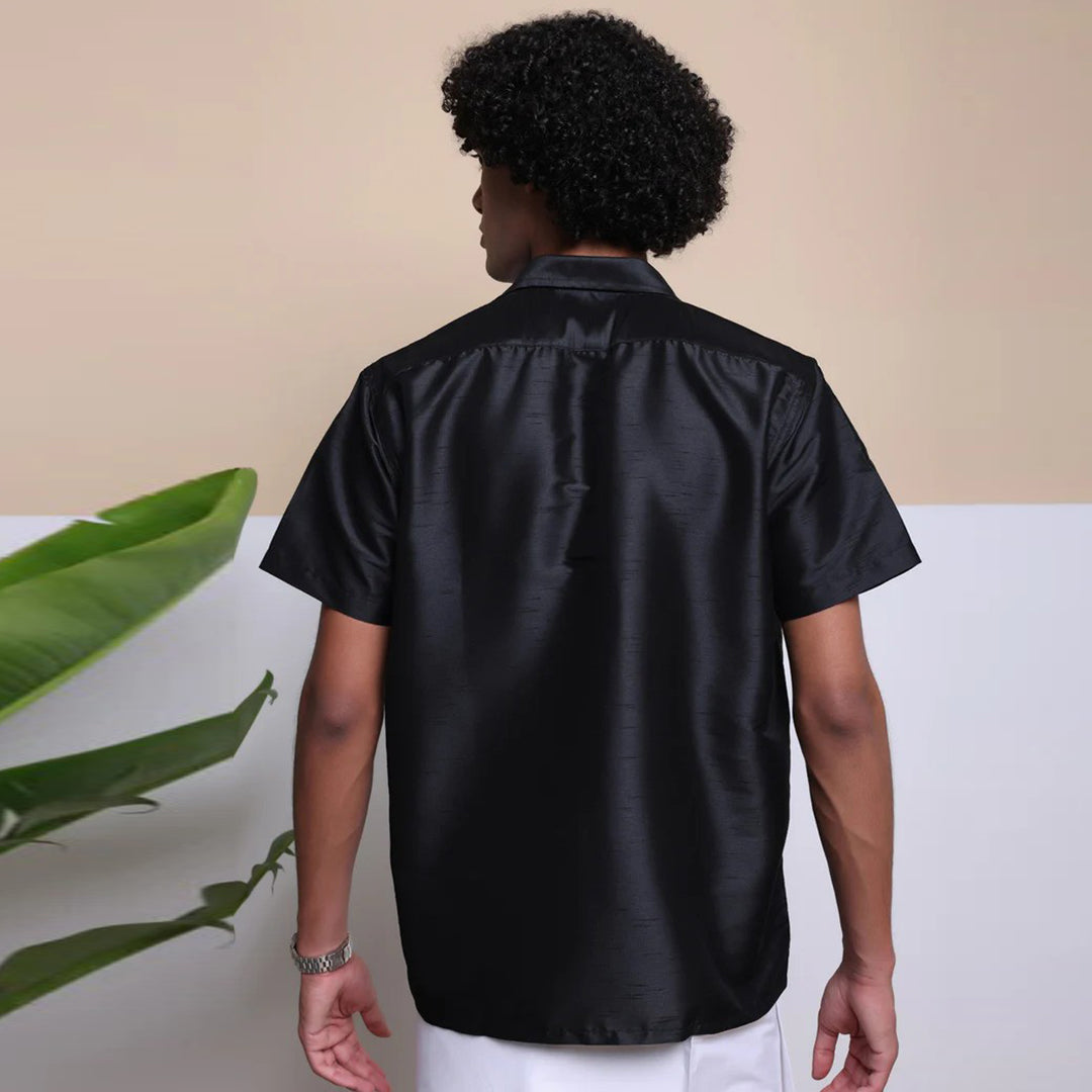 Premium Ethnic Shirts for Men | Traditional South Indian Lungi Shirts (Black)