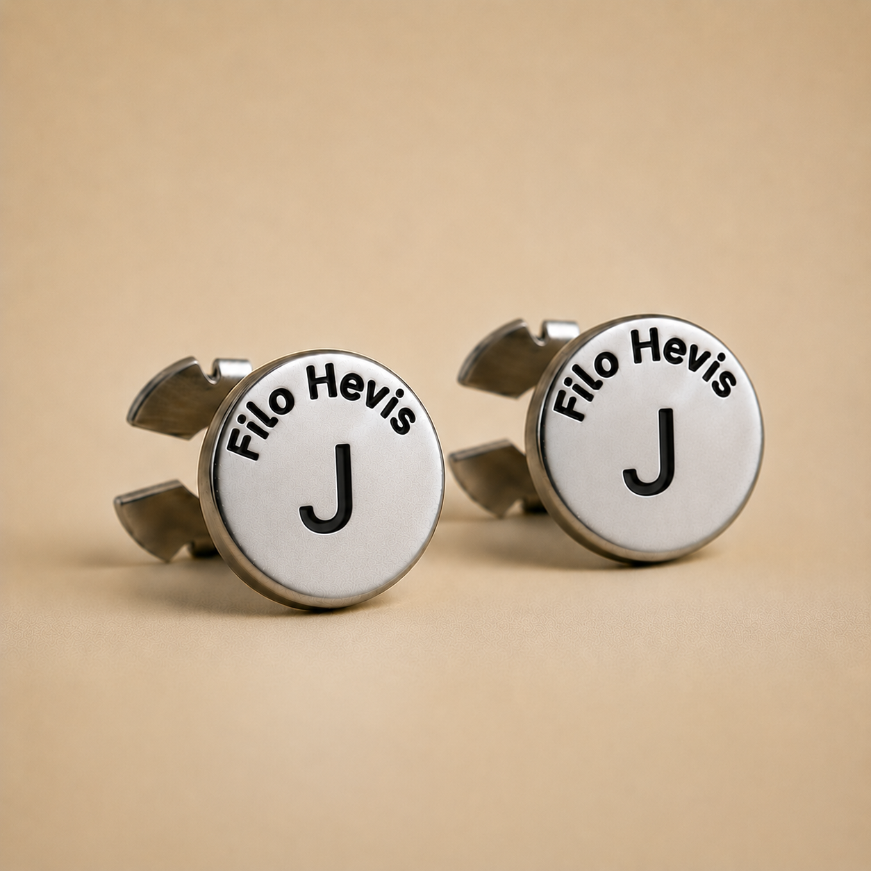 Filohevis Personalised Silver Initial Cufflinks – J | Engraved Letter Unisex Metal Cufflinks | Formal Shirt Accessory (1 Pair)