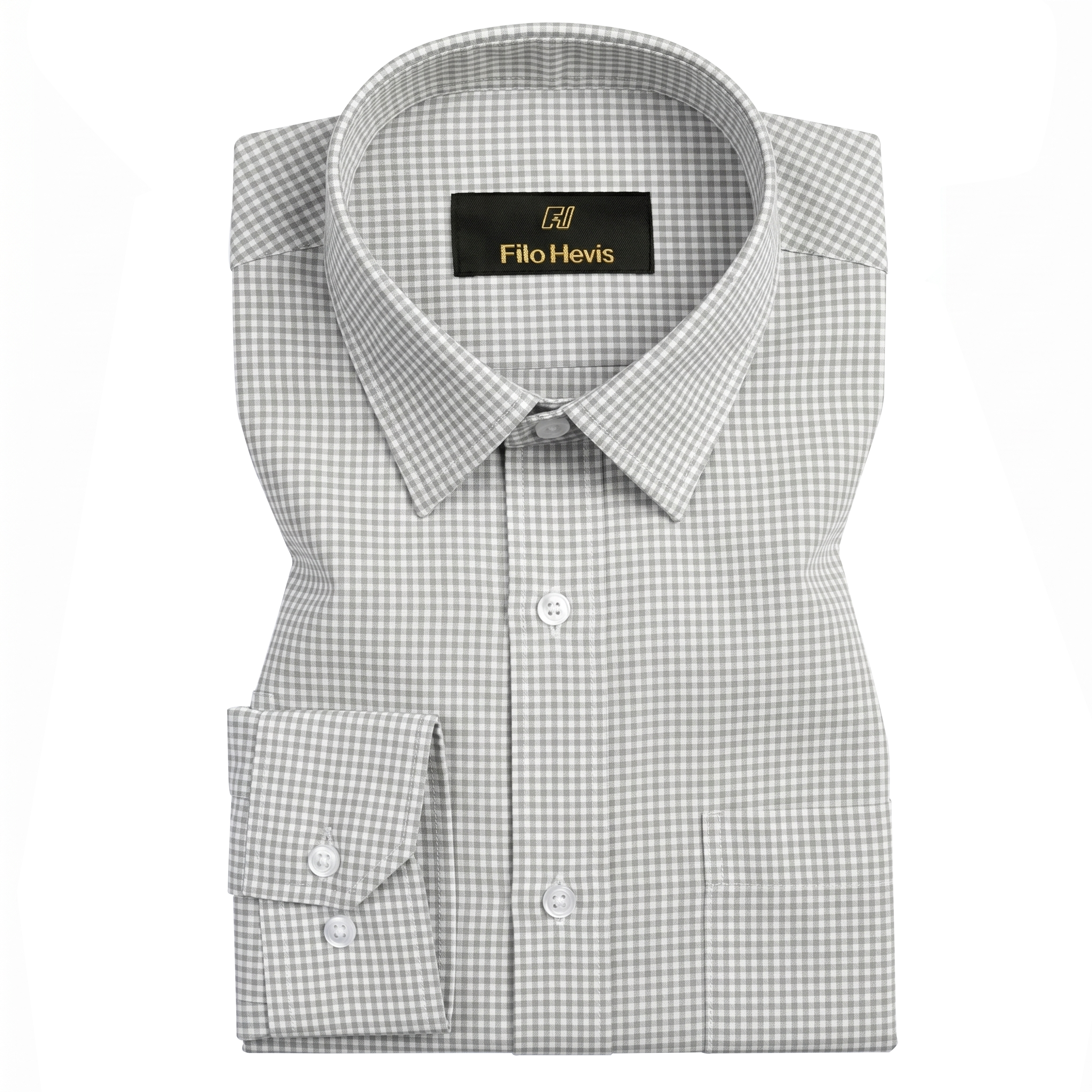 Men's Cotton Check Shirt-Light-Grey, Regular Fit, All-Day Comfort