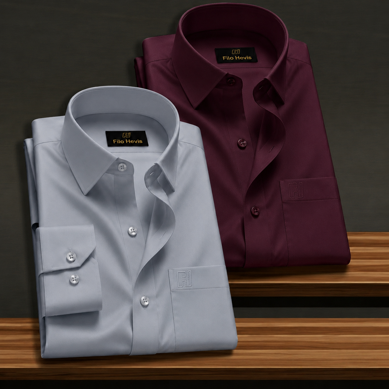 Combo of 2 Formal shirts Wine & Light Grey Colour My Store