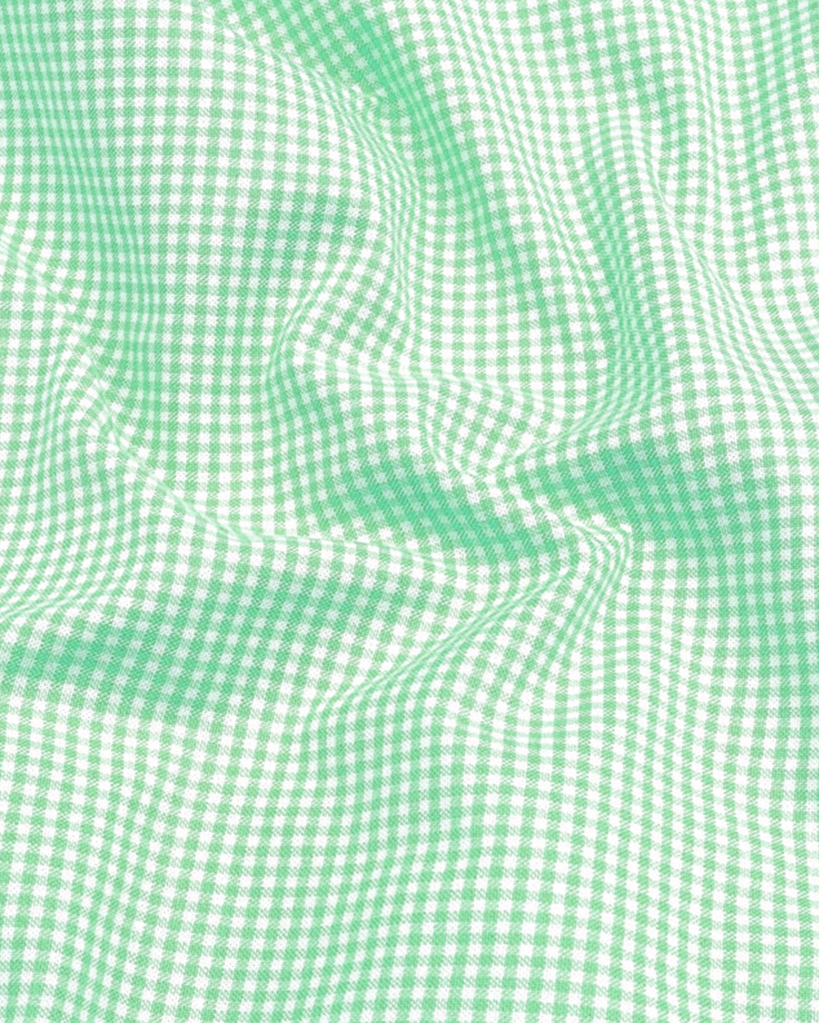 Men's Cotton Check Shirt-Light Green, Regular Fit