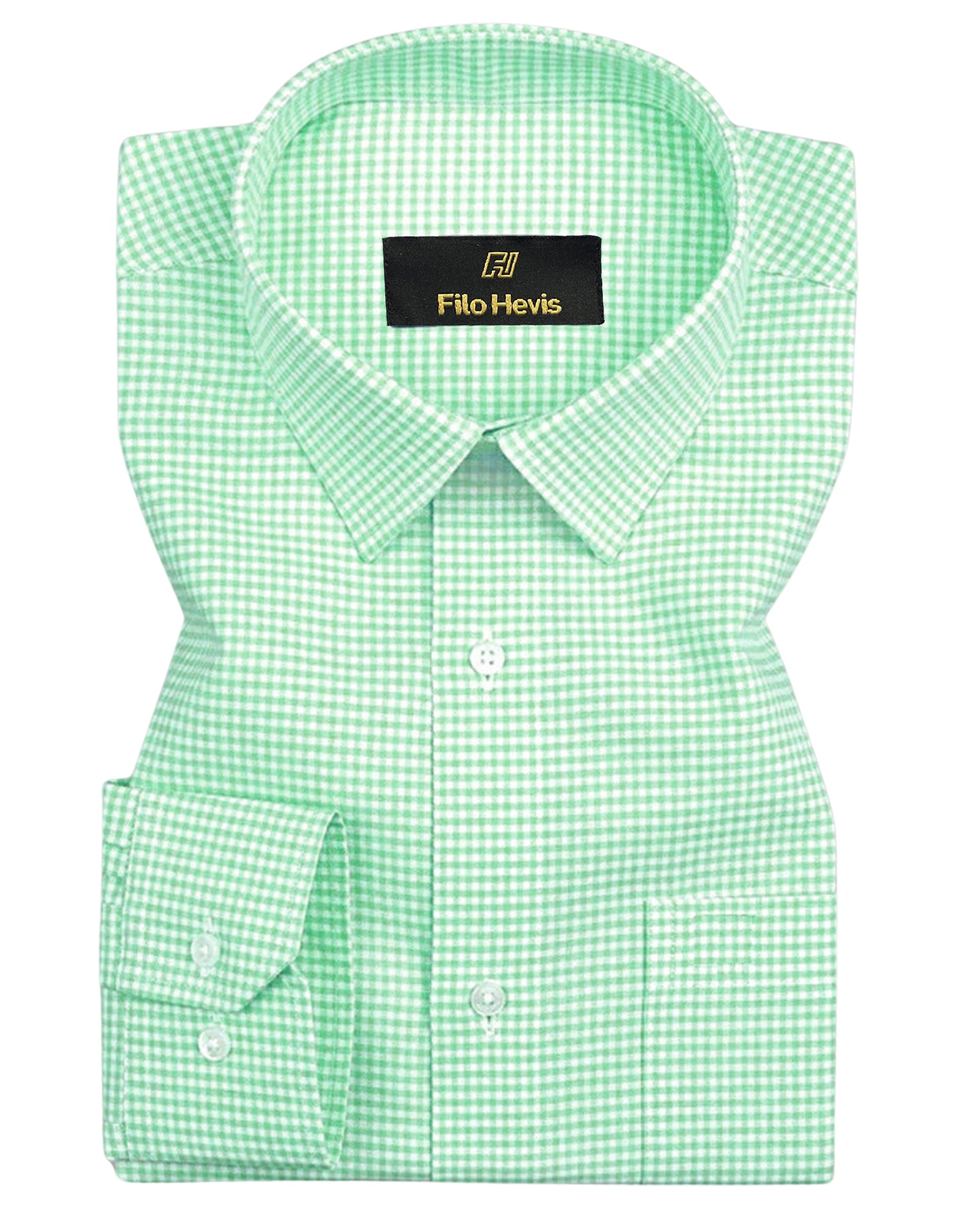 Men's Cotton Check Shirt-Light Green, Regular Fit