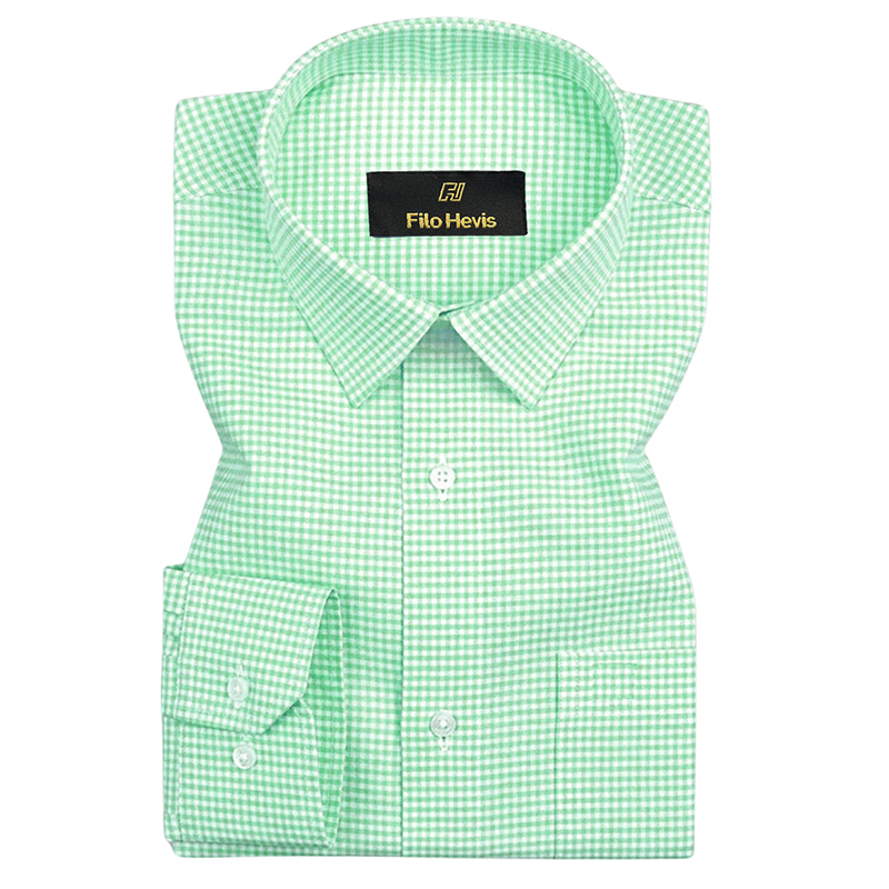 Oxford Cotton Check Shirt for Men |Slim fit | Light Green My Store