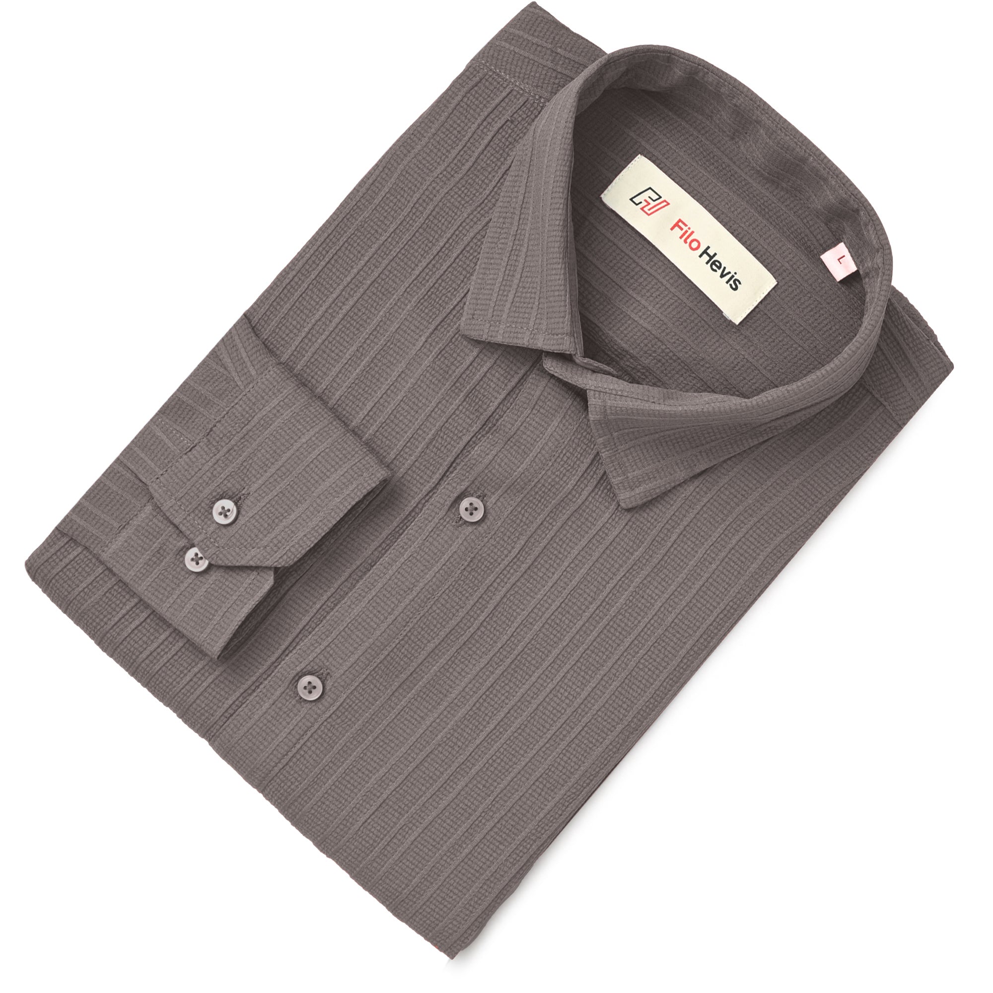 Crushed Self Stripe Grey Shirt